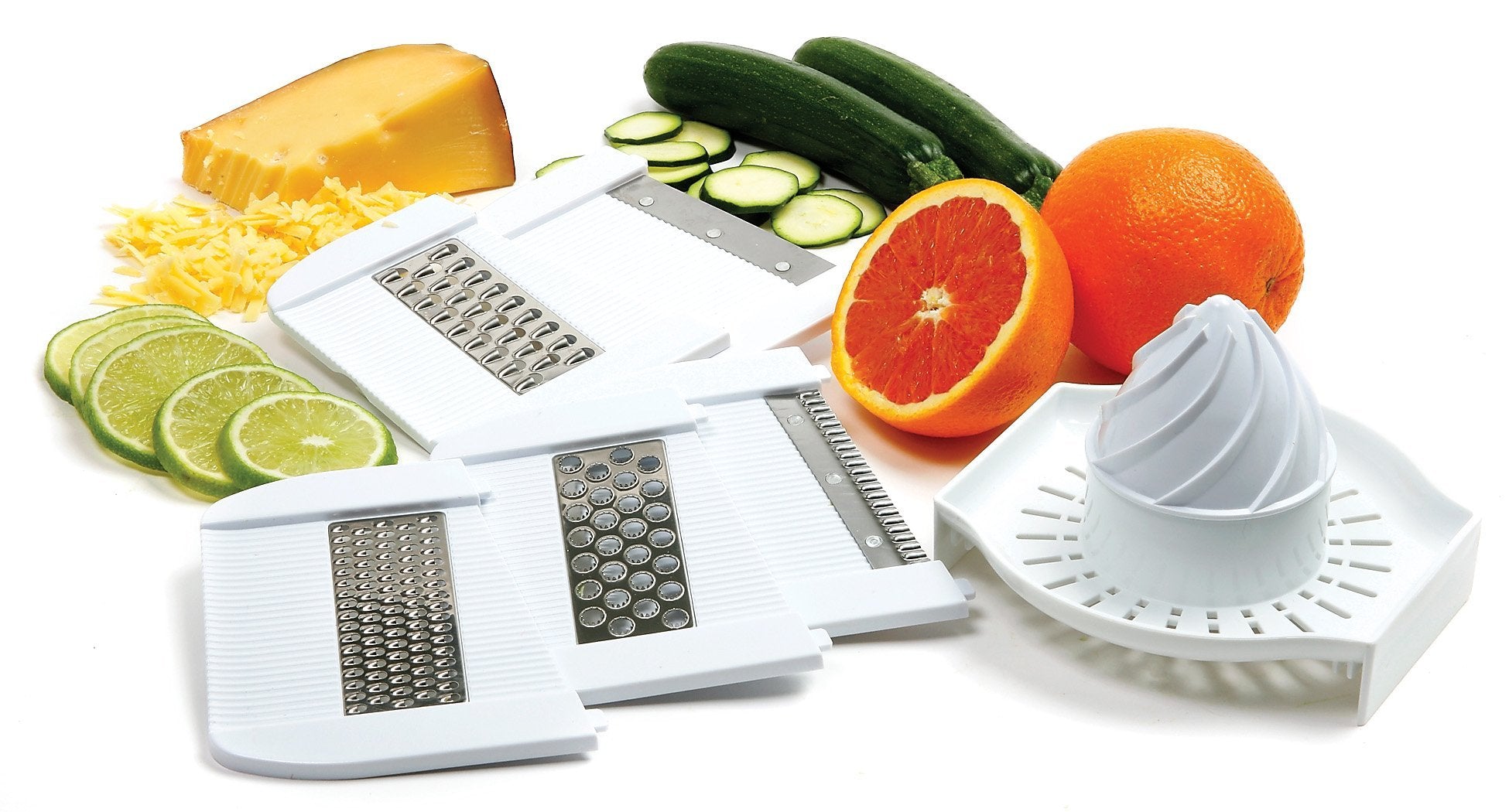 Norpro Deluxe Mandoline Slicer & Grater - White, Plastic, Model 306, Includes Safety Guard, One Size