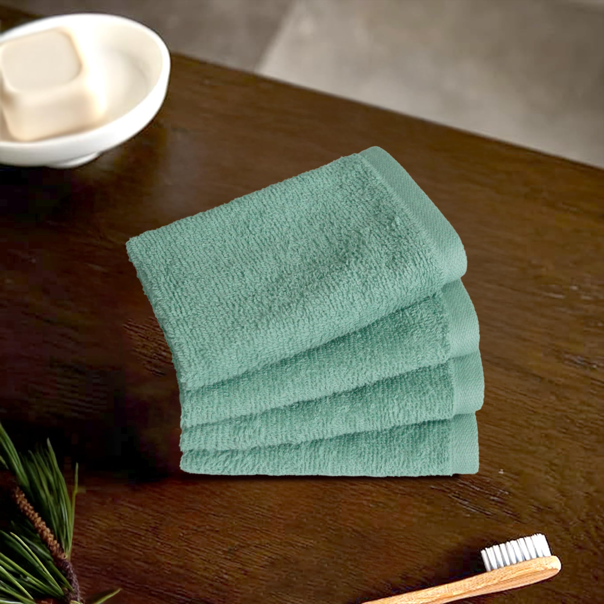 Amazon Basics Fast Drying  Extra Absorbent  Terry cotton Washcloths  Pack of 24  Seafoam green  Ice Blue  White  12 x 12