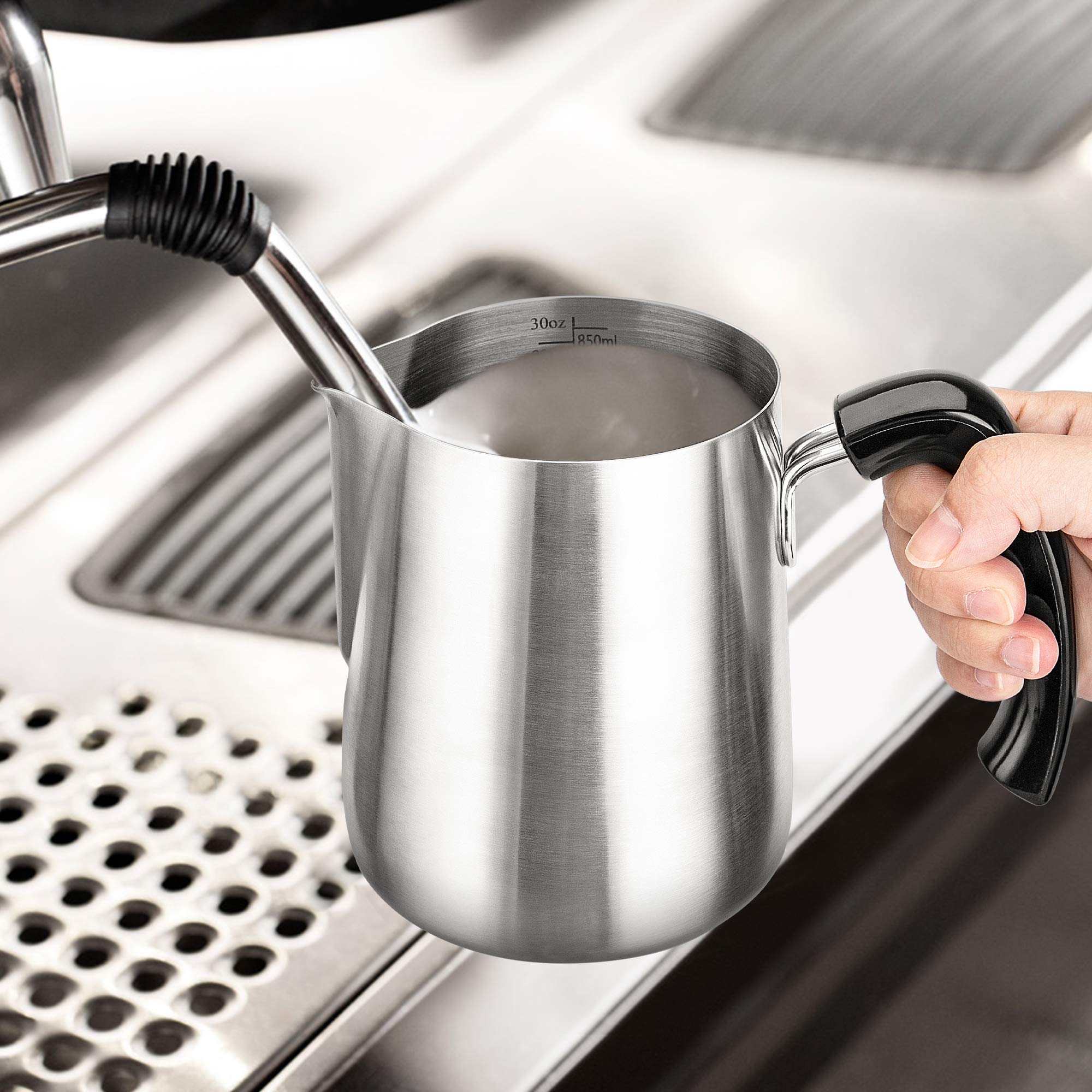 Milk Frothing Pitcher 30Oz, Enloy Stainless Steel Espresso Steaming Pitcher 30Oz/900Ml, Espresso Machine Accessories, Milk Froth