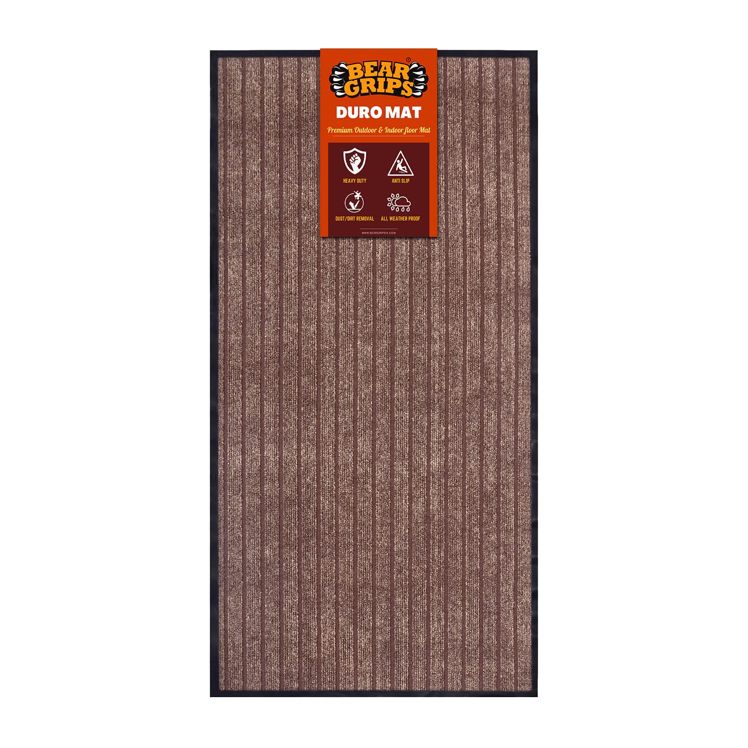 Bear Grips Duro 7 Striped Double-Colored Door, Home And Office Mat Anti-Slip Pvc Backing For Dust Removal, Wear-Resistant Main D