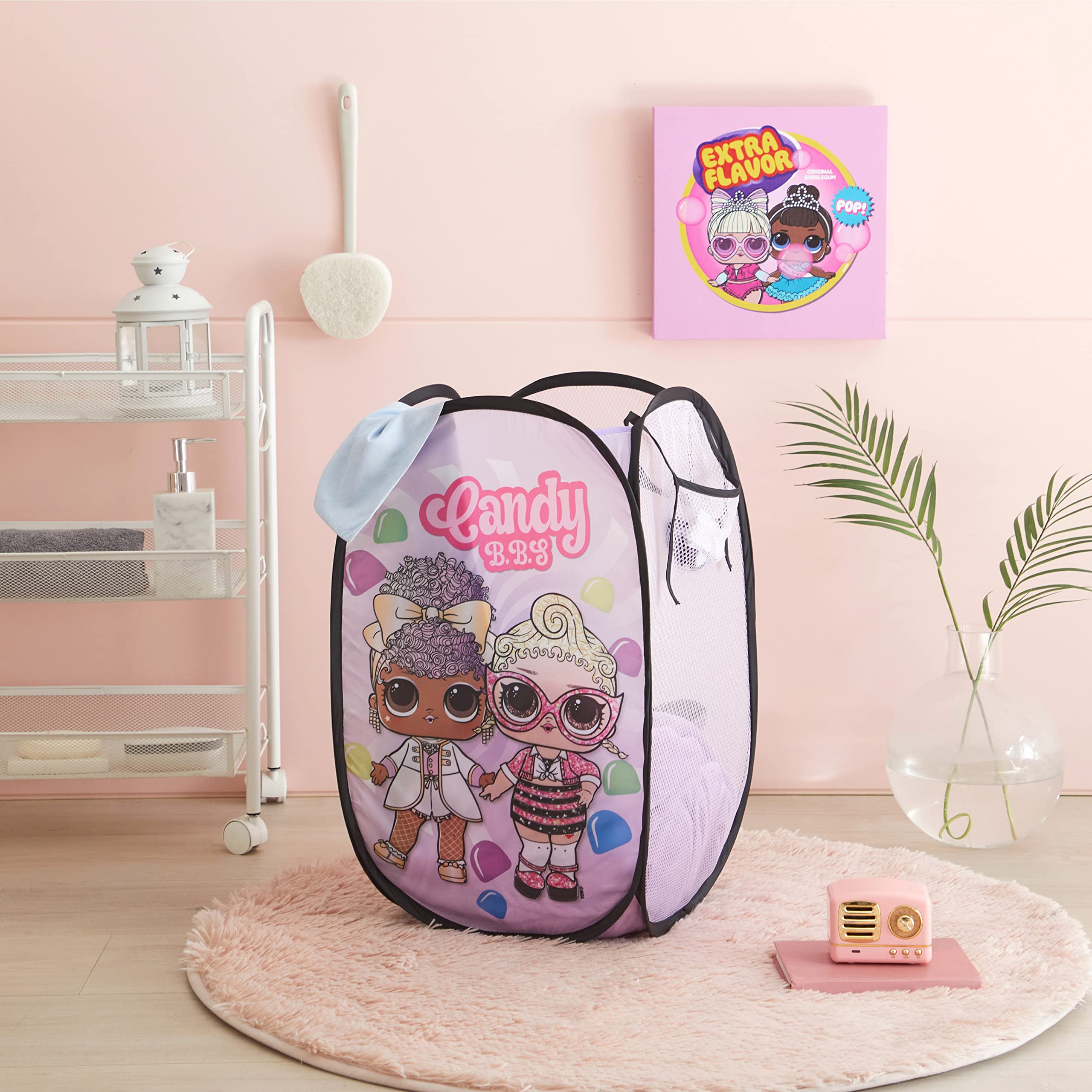 Idea Nuova Lol Surprise Pop Up Hamper With Durable Carry Handles, 21'' H X 13.5'' W X 13.5'' L, Lol Surprise/Light Pink