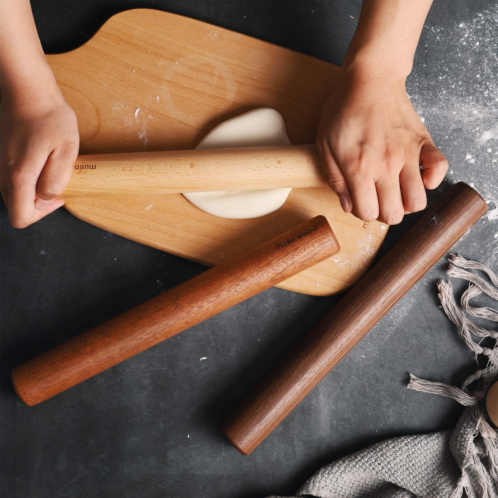 Muso Wood Small Rolling Pin For Baking,Wooden Rolling Pin 11 Inches For Fondant, Pie Crust, Cookie, Pastry, Dough-Easy To Clean(