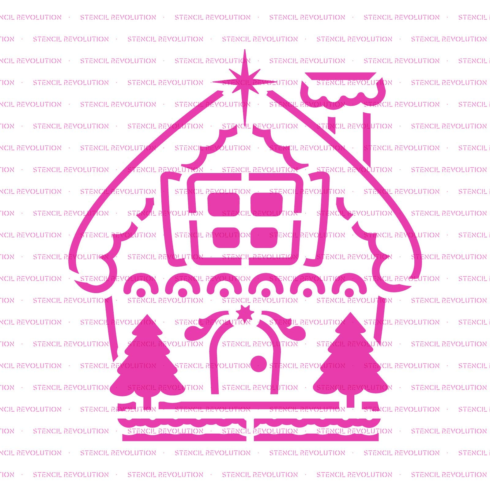 Stencil Revolution Gingerbread House Cookie Stencil - 5"x5" White Plastic Baking Stencil for All Occasions