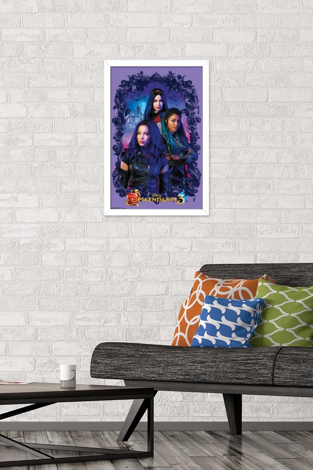 Trends International Disney Descendants 3 - Group Wall Poster, 14.725'' X 22.375'', White Framed Version