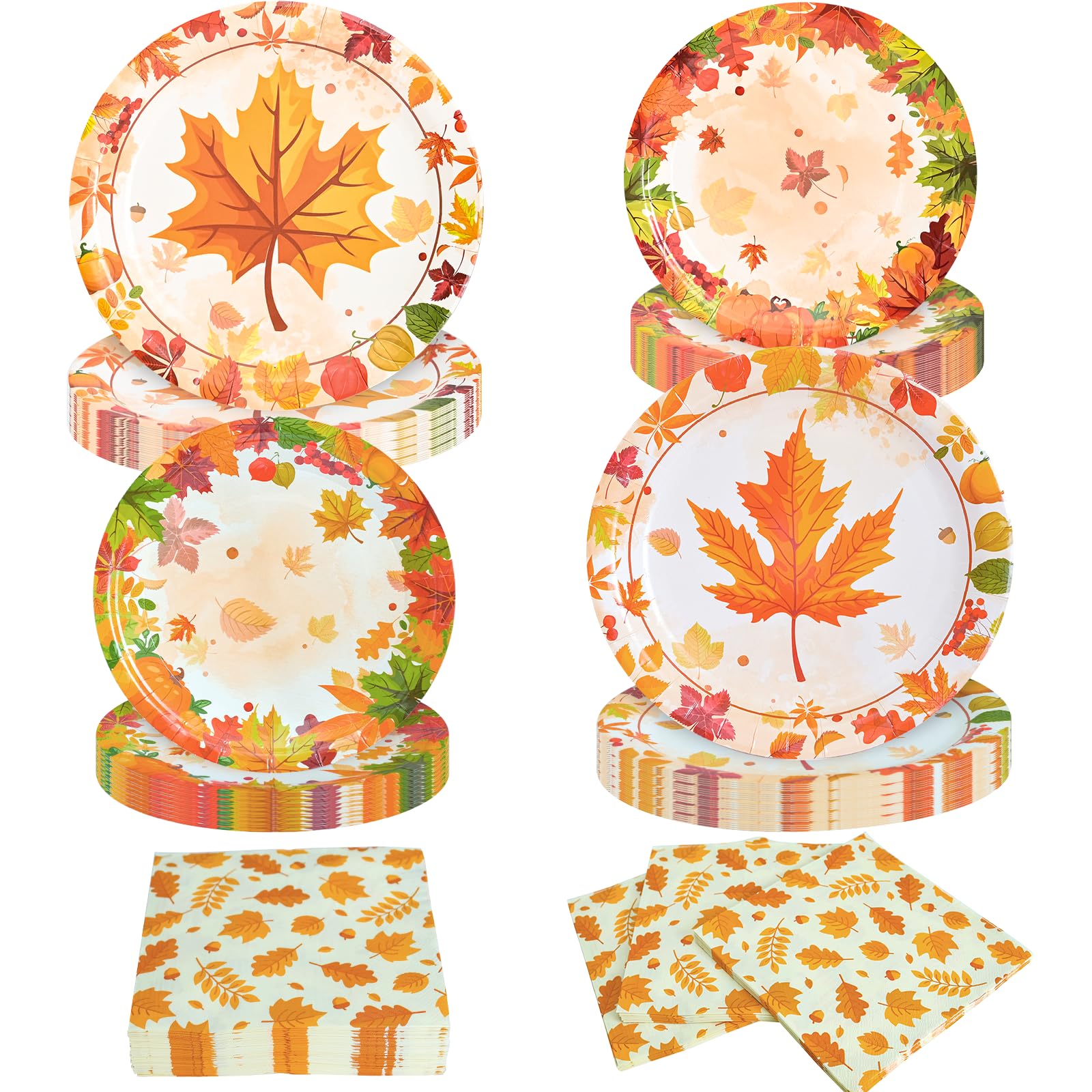 180Pcs Thanksgiving Paper Plates and Napkins Sets,Fall Plates and Napkins Disposable Fall Party Supplies for Thanksgiving Autumn