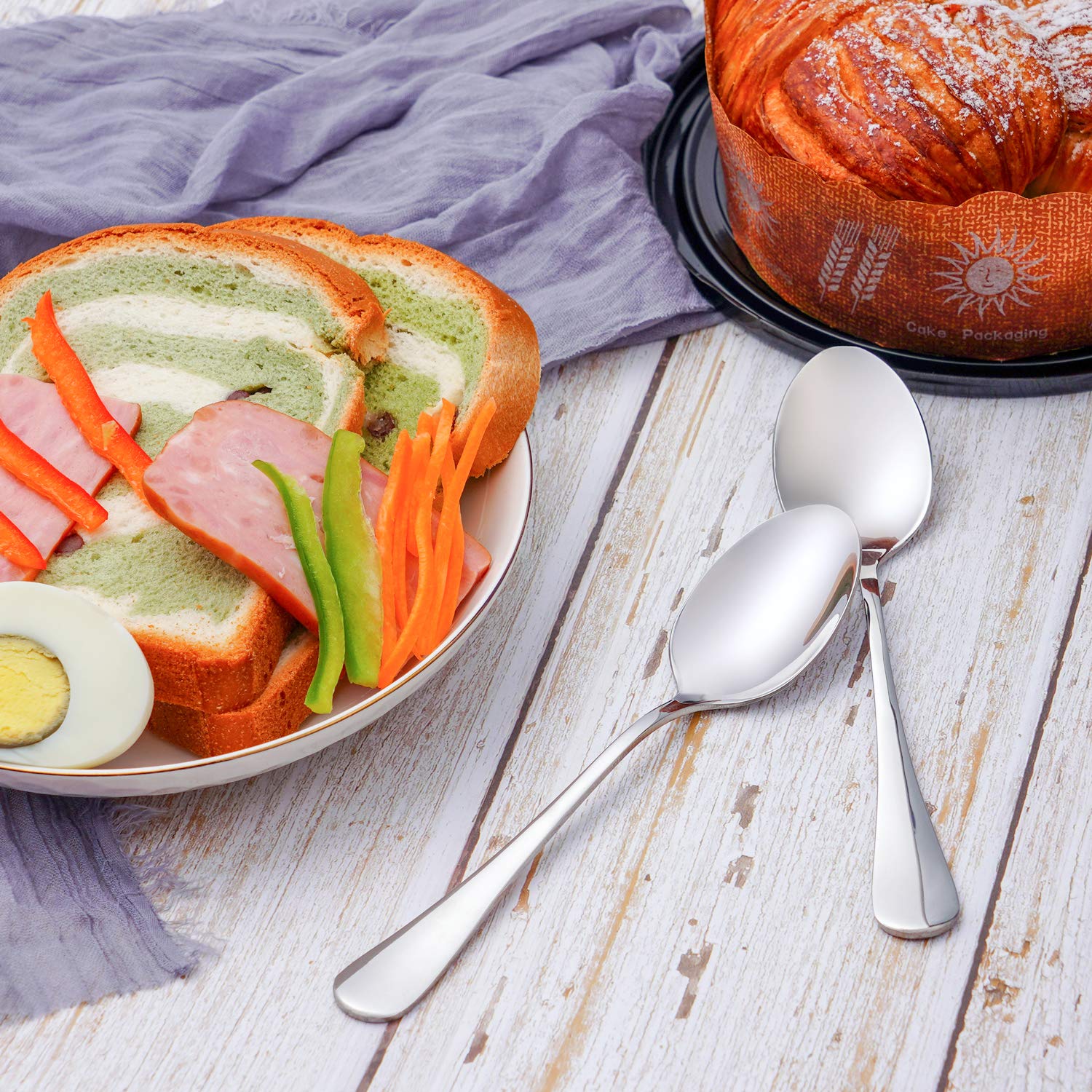 24 Piece Teaspoons Set,Food Grade 18/10 Stainless Steel Tea Spoons,Durable Small Spoons,Metal Dessert Spoon,Spoons Silverware Fo