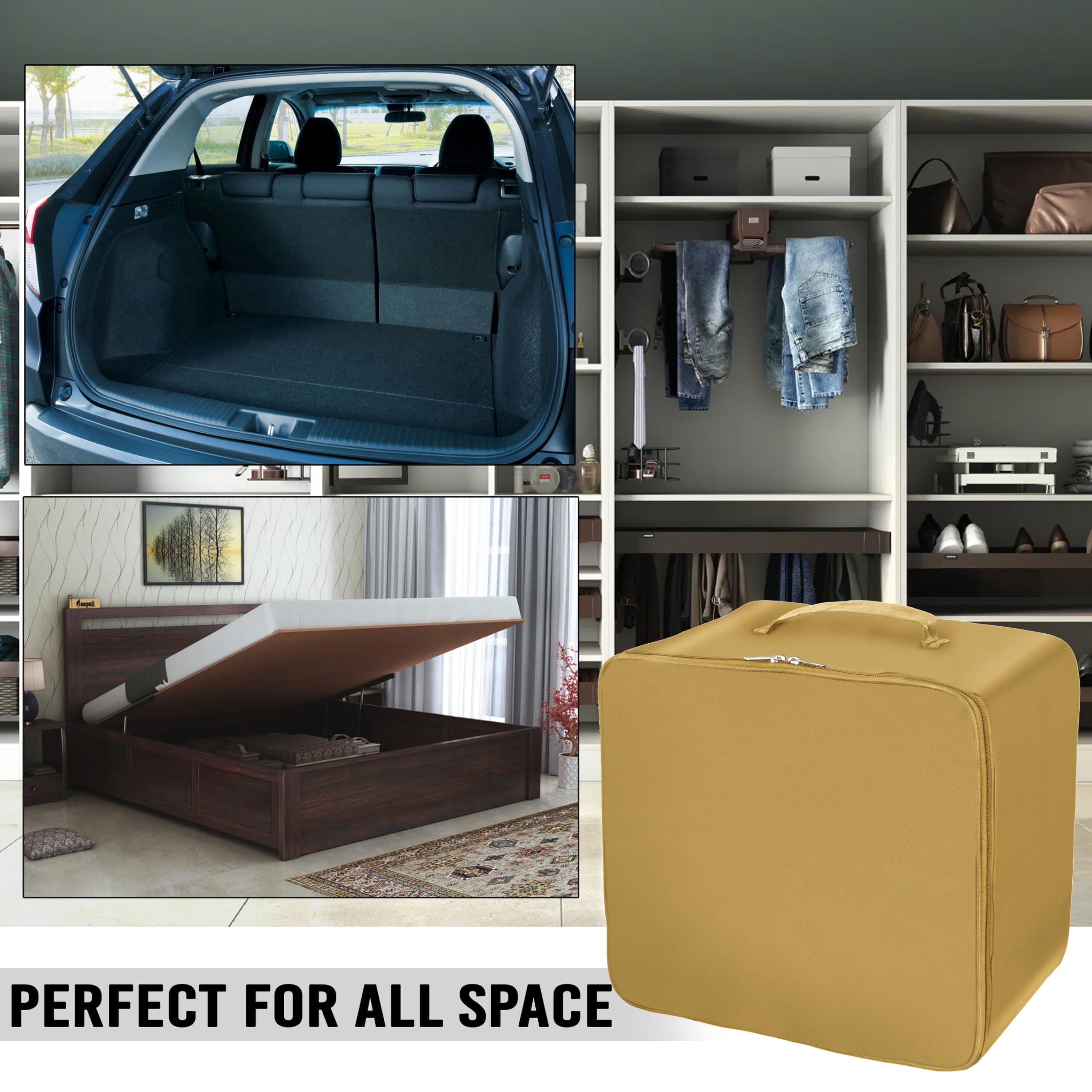 Storite 5 Pack Nylon Wardrobe Bag Underbed Moisture Proof Cloth Storage Organizer, Storage Box For Clothes Saree Bags With Zippe