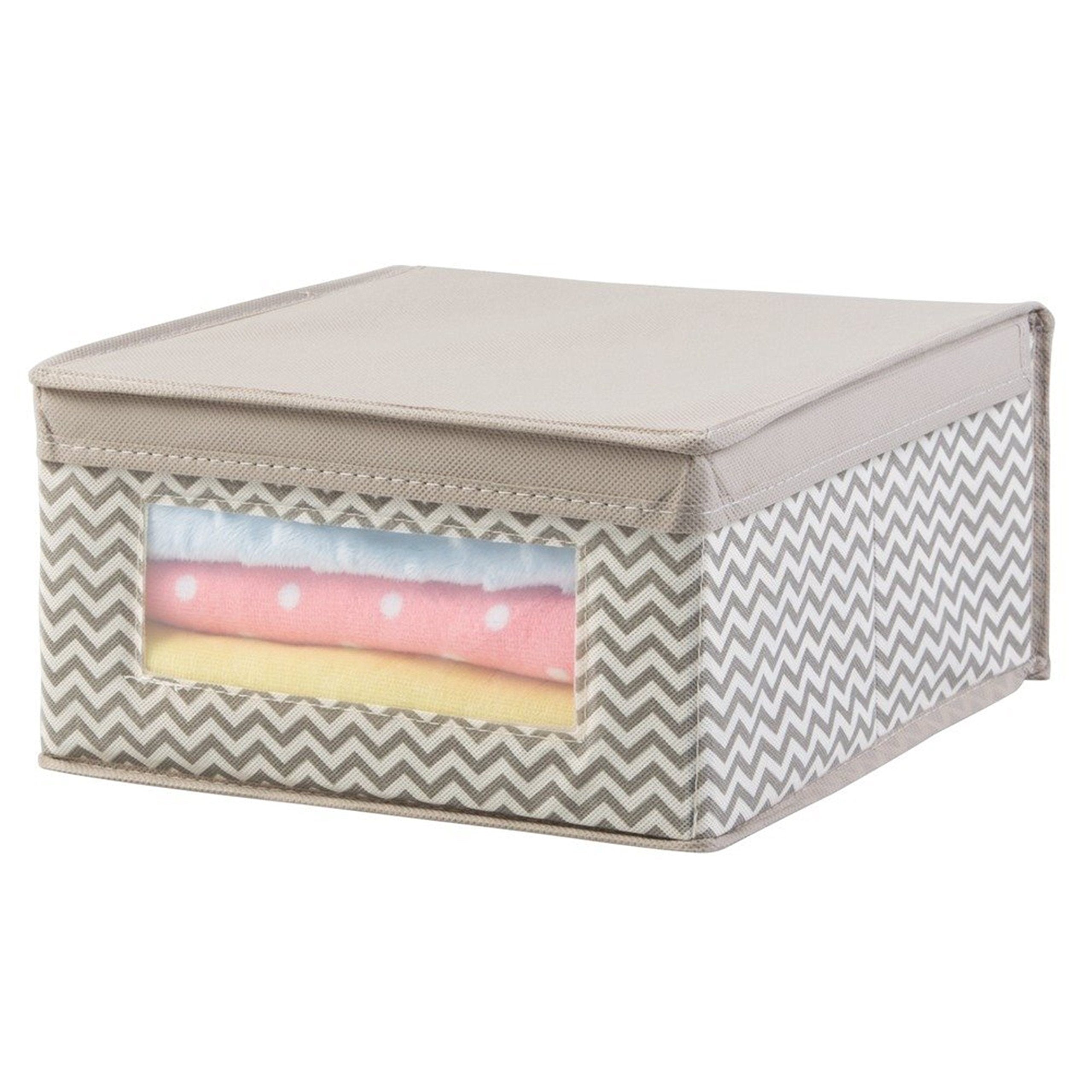 Interdesign Cloth Chevron Fabric Closet/Dresser Storage Organizer, Medium (Taupe And Natural)