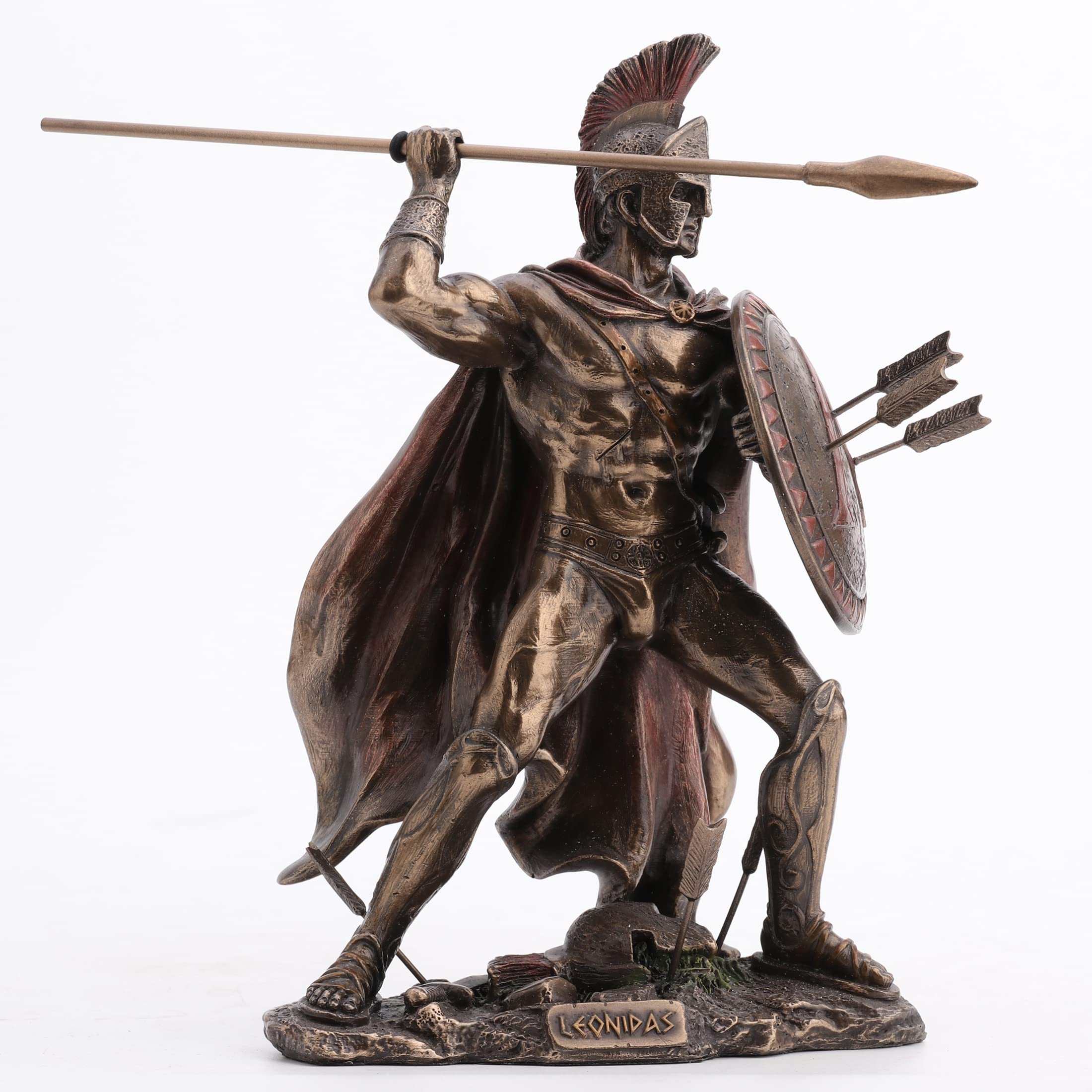 Veronese Design 8.5 Tall King Leonidas Greek Warrior of Sparta Cold Cast Bronzed Resin Sculpture Statue