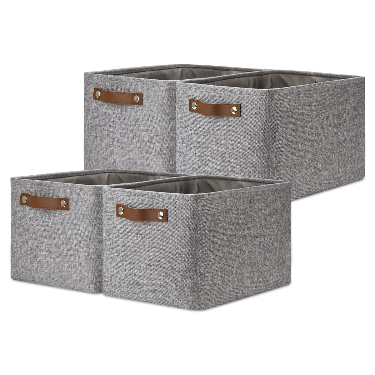 Dullemelo Storage Baskets For Shelves, Fabric Collapsible Rectangular Storage Bins For Shelves, Closets, Nursery, Home, Office,