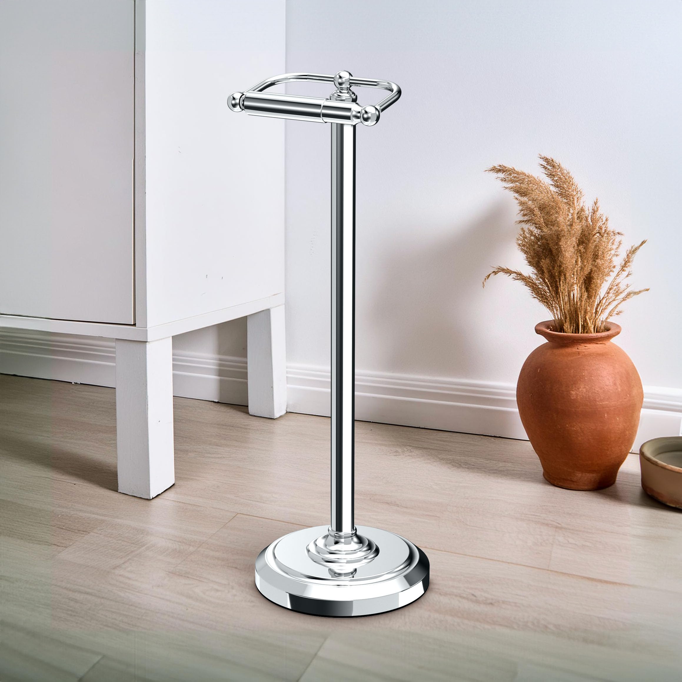 Gatco 1436C Pedestal Toilet Paper Holder  Chrome Large  22'' H