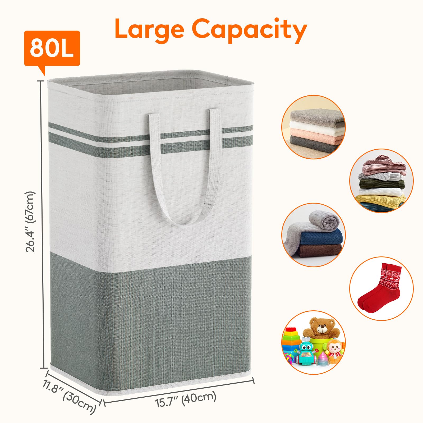 Lifewit 3 Pack 80L Large Freestanding Laundry Hamper, Collapsible Laundry Basket With Easy Carry Handles, Waterproof Tall Clothe