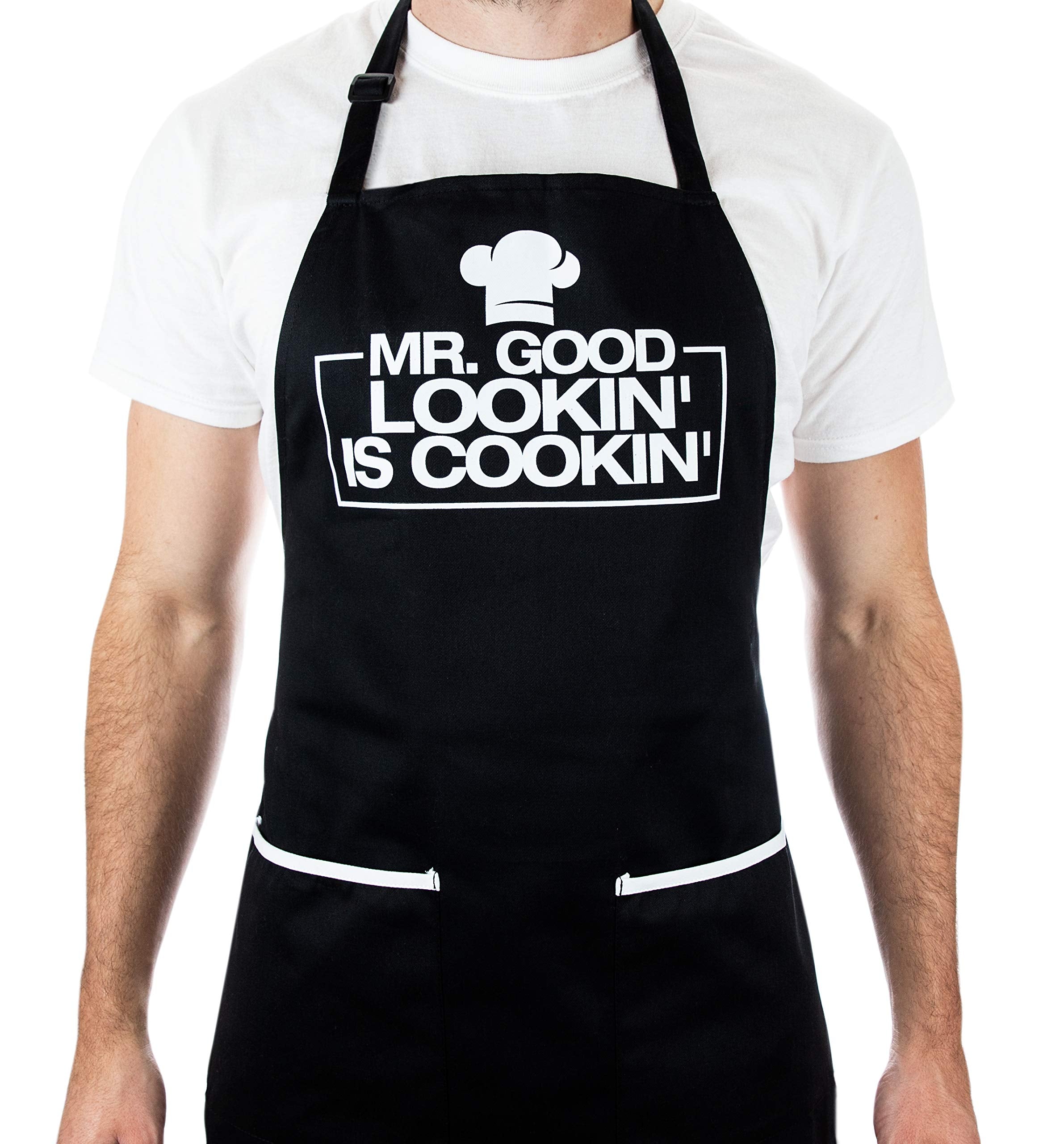 Funny Apron For Men - Mr. Good Looking Is Cooking - Bbq Grill Apron For A Husband, Dad, Boyfriend Or Any Friend That Cooks Like