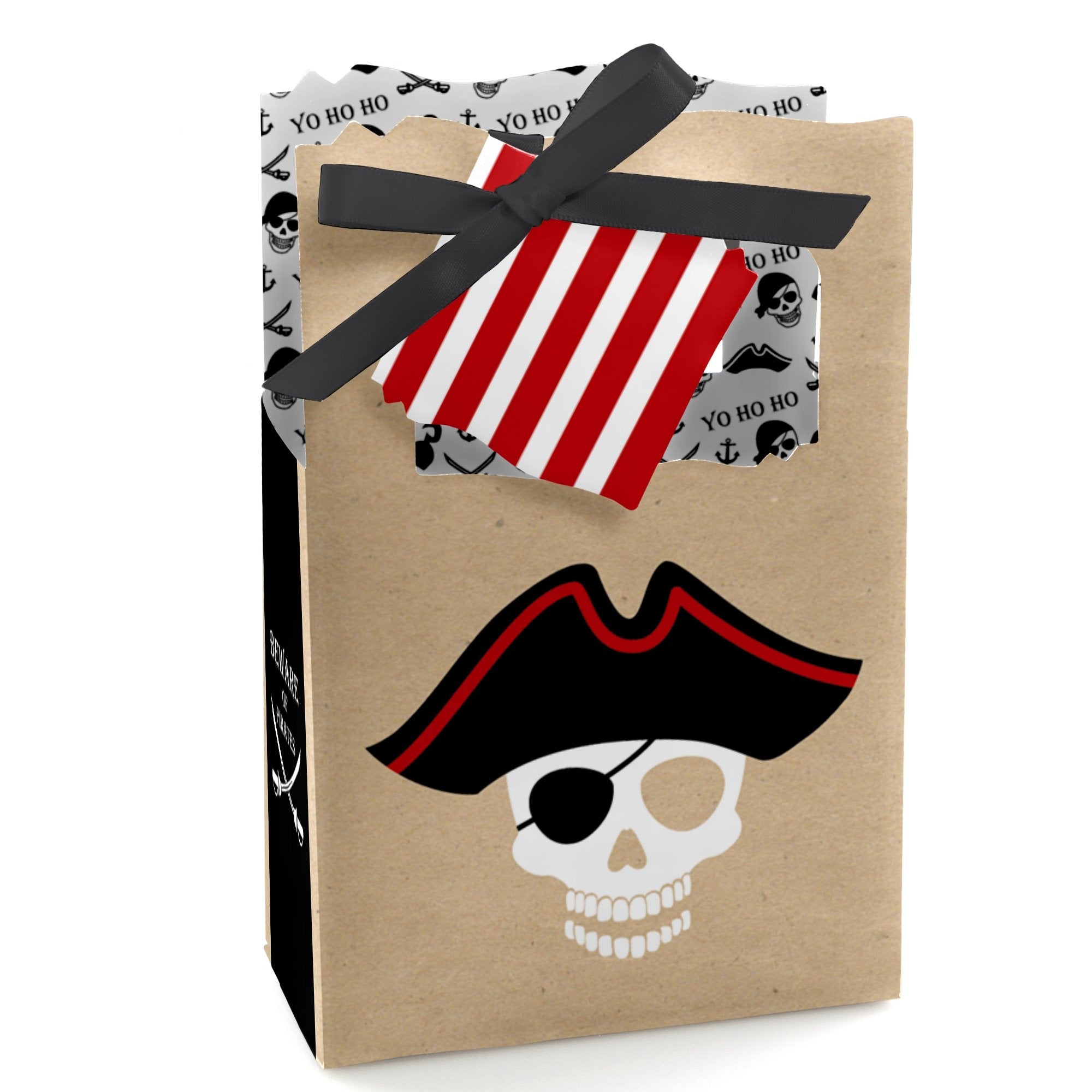 Big Dot Of Happiness Beware Of Pirates - Pirate Birthday Party Favor Boxes - Set Of 12