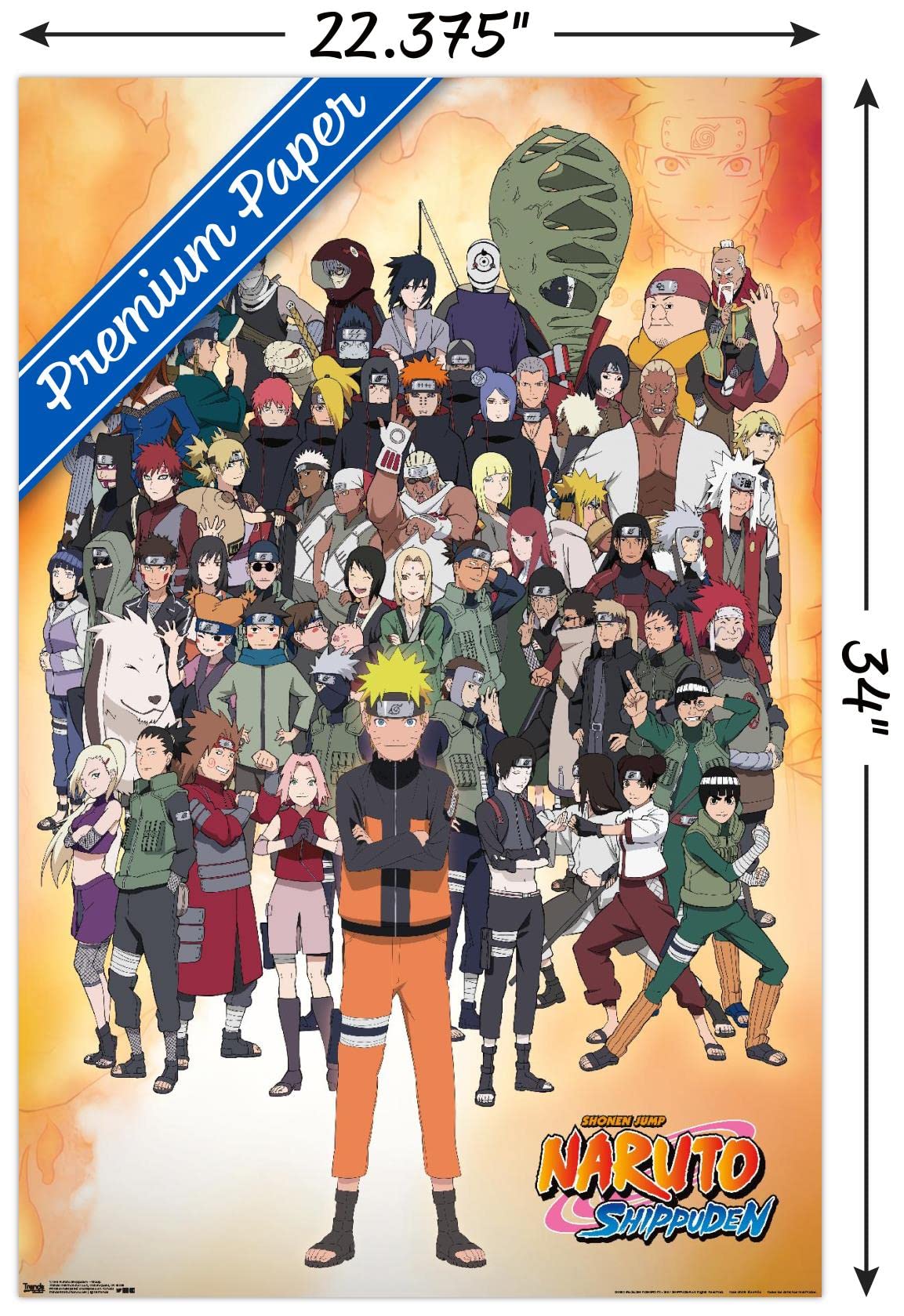 Trends International Naruto Shippuden Group Wall Poster, 22.375" x 34", Premium Unframed Version