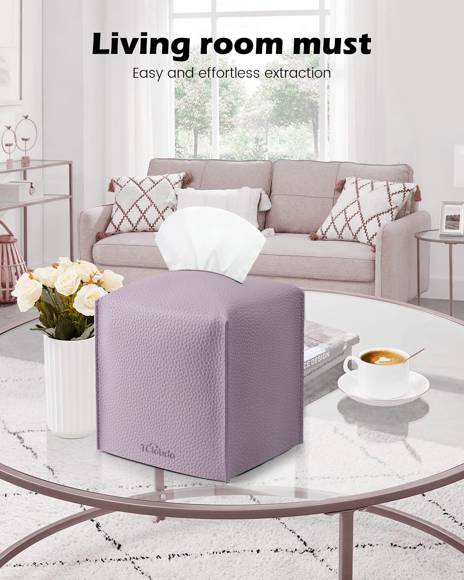 Tclouda Tissue Box Cover For Pu Leather, Modern Simple Solid Color Holder Square Tissue Bag, Ideal For Bathrooms,Office,Car,Nigh