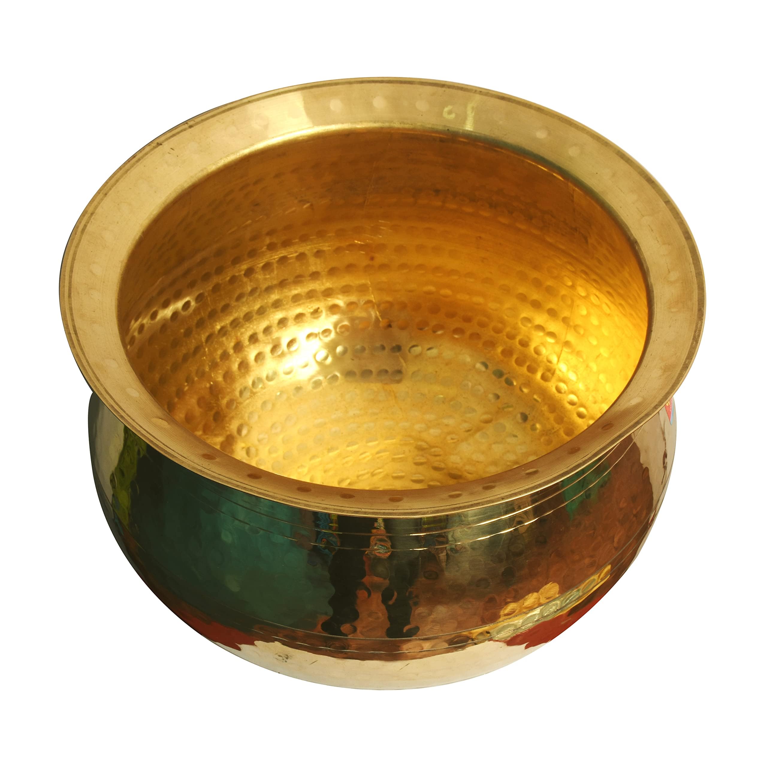 Hokoya Brass Handi For Cooking Food (10 Litre Water Capacity) | Mirror Finish Bowl | Light Weight Brass Cookware | Utensils For 