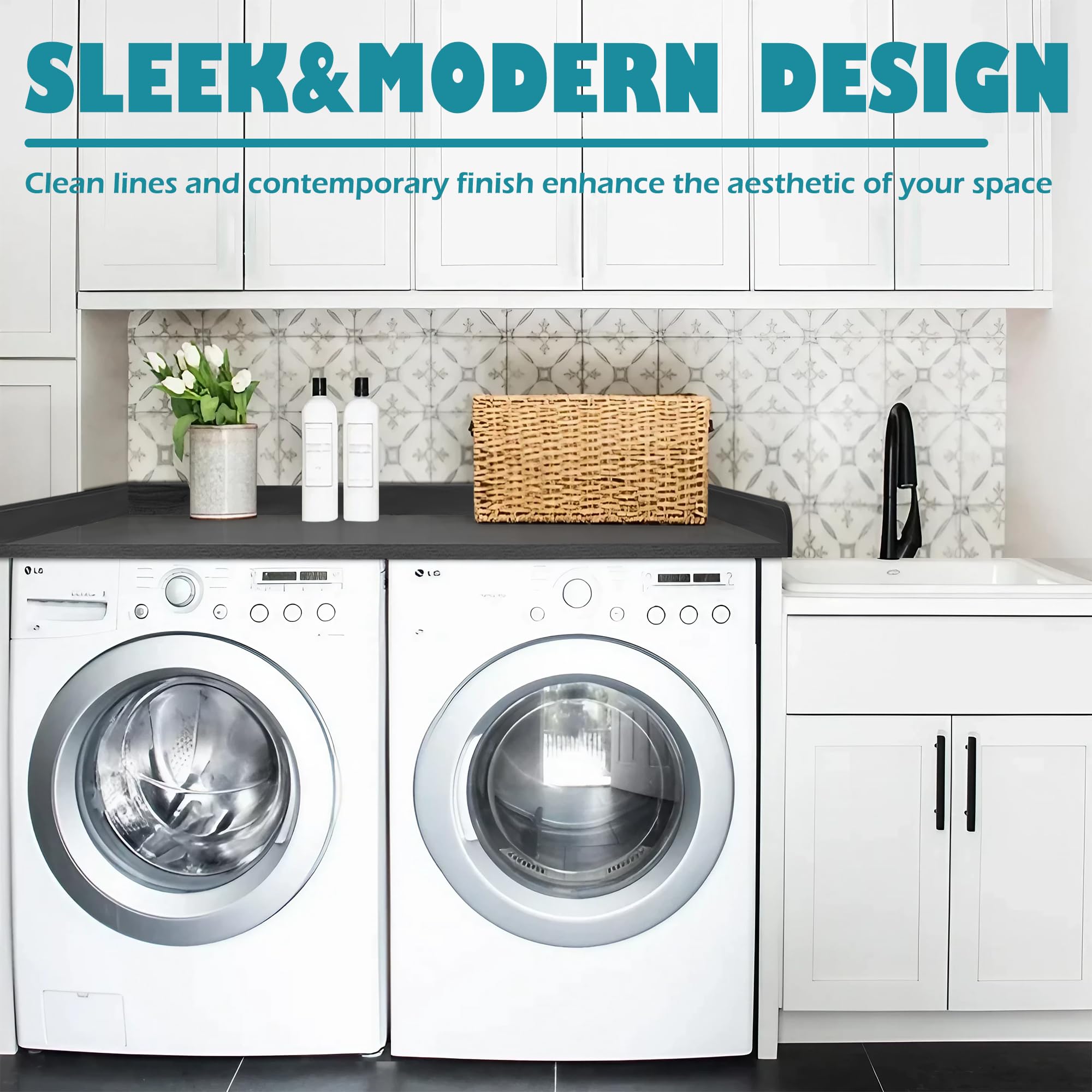 Royxen Laundry Countertop Solid Wood, Countertop For All Front-Loaded Washing Machine And Dryer, Extra Room For Laundry Room, Bl