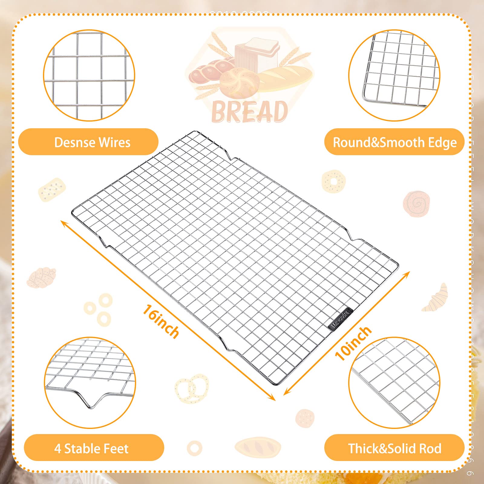 Meekoo 8 Pieces Cooling Rack For Baking Cookie Cooling Wire Racks 16 X 10 Inches Cookie Rack Nonstick Baking And Cooling Grid Fo