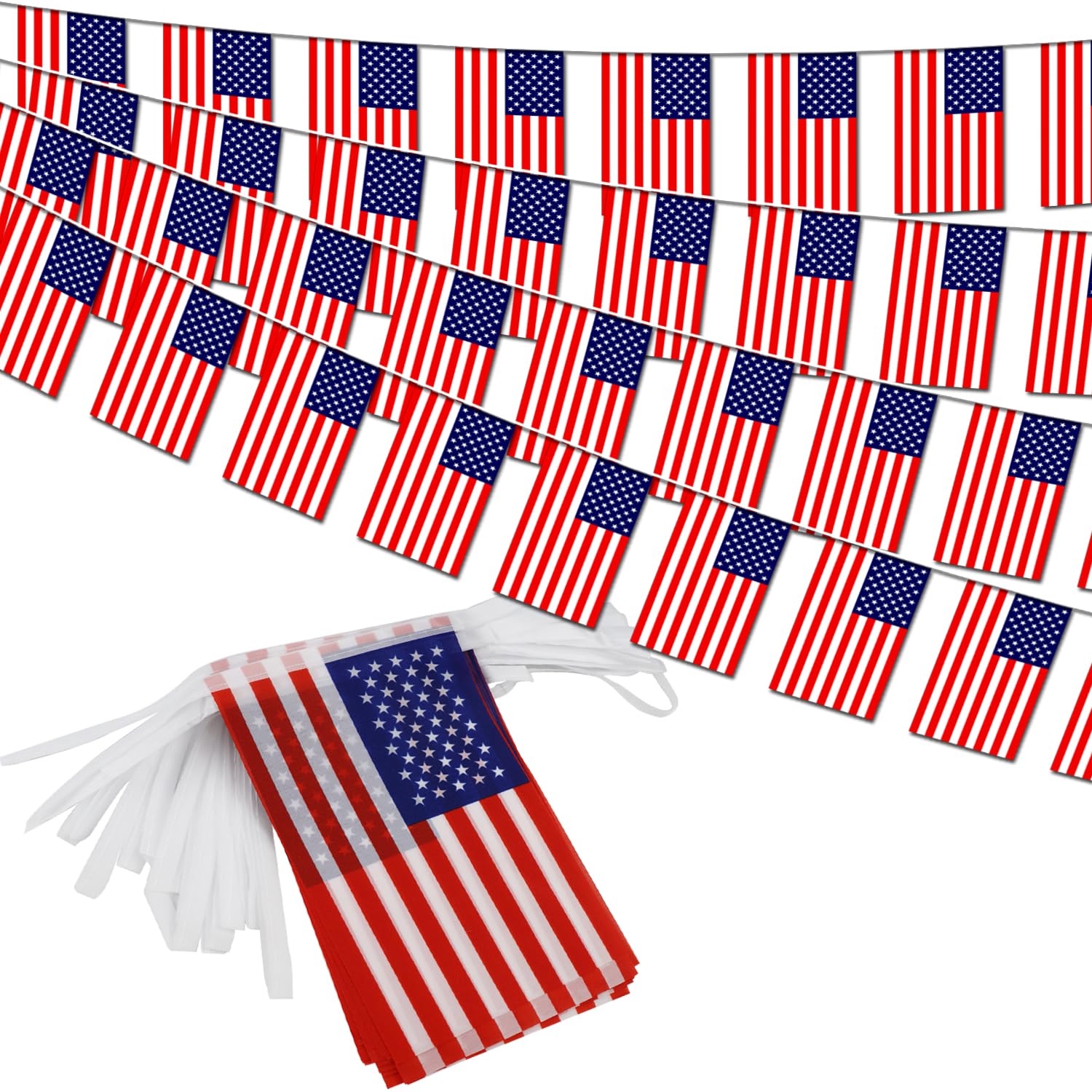 American String Flag Pennant Banner - 38 Flags, 42 Feet Small Mini Us Flags Bunting Banner For Country Decoration, School, Party
