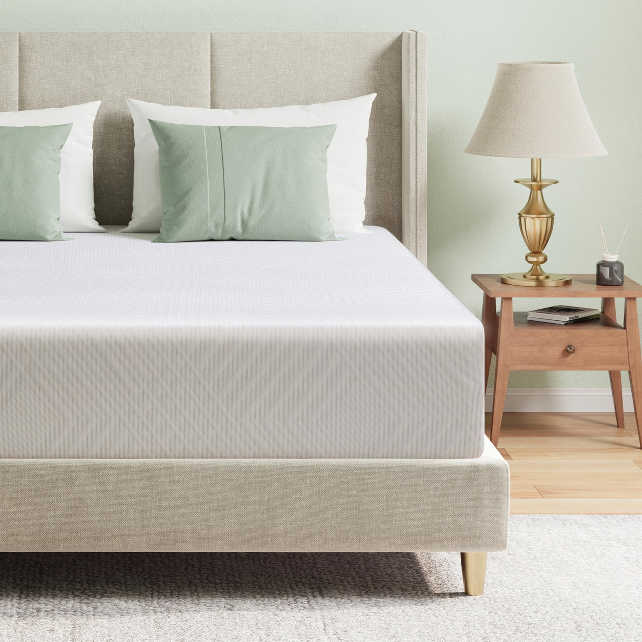 MLILY Twin Mattress in a Box, 10 inch Mattresses for Kids Bed Single Size Daybed Individual Bunk, Green Tea Memory Foam Medium F