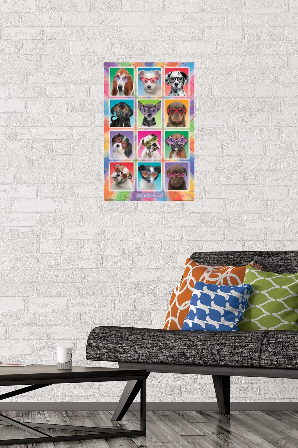 Trends International Keith Kimberlin - Puppies - Sunglasses Wall Poster, 14.725'' X 22.375'', Premium Poster & Mount Bundle