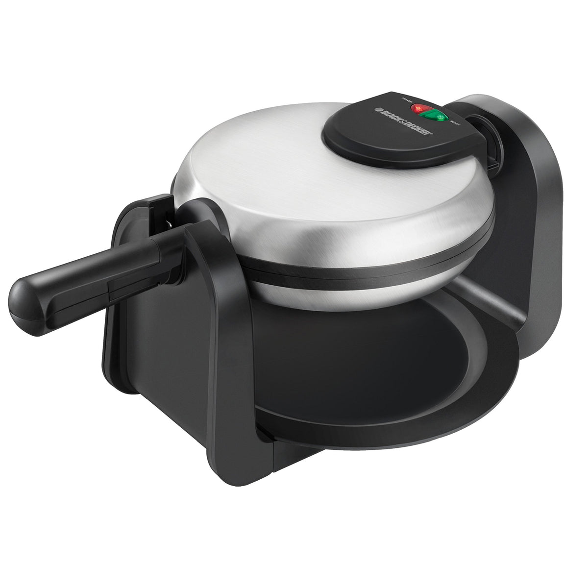 Black+Decker Flip Waffle Maker, Wm1404S, 7 Round Belgian Waffles, Ready Light Indicator