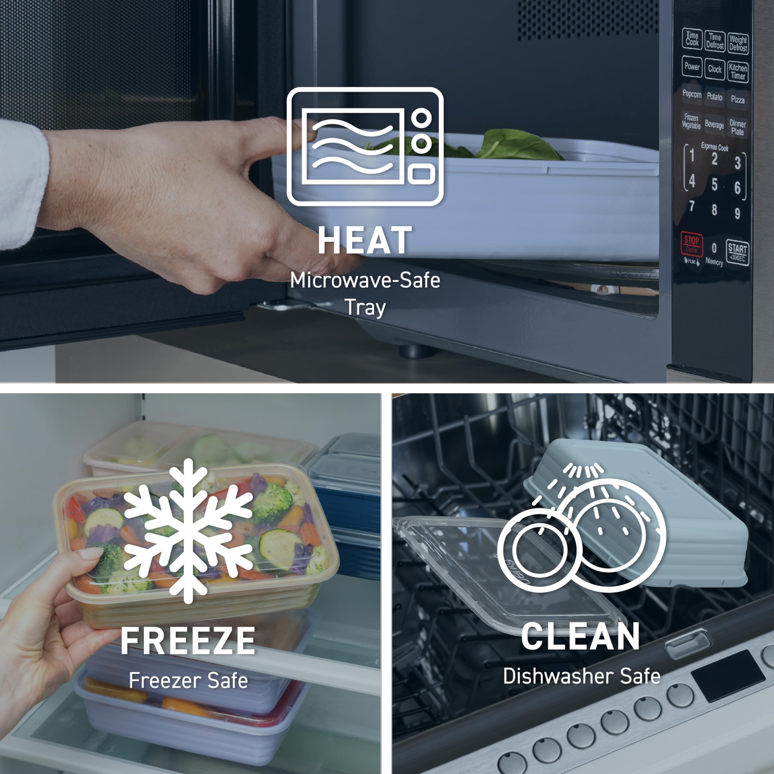 Bentgo 20-Piece Lightweight, Durable, Reusable Bpa-Free 1-Compartment Containers - Microwave, Freezer, Dishwasher Safe - Navy Bl