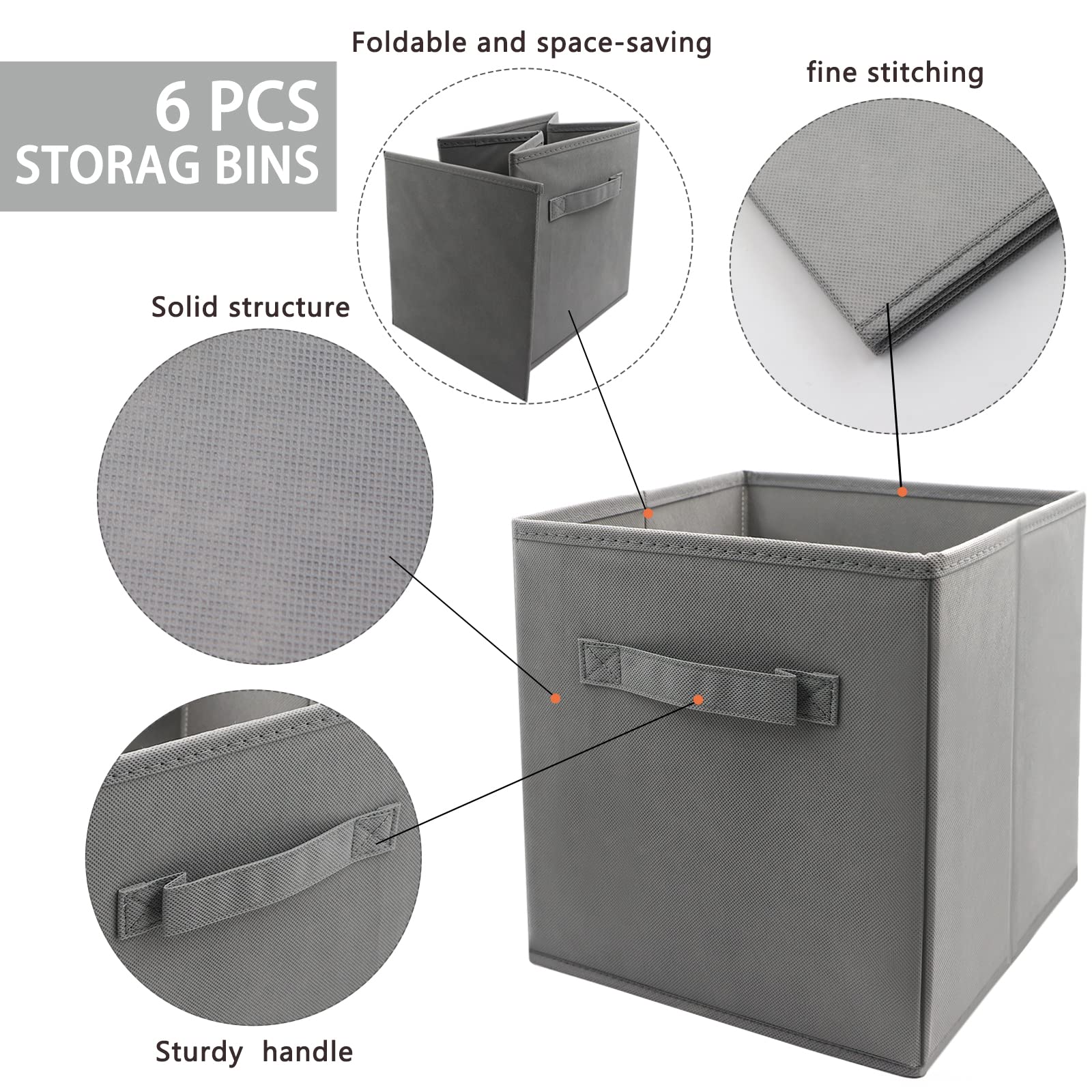 EBIGIC storage bins collapsible storage bins,cube storage organizer (Pack of 6) 9 * 7.5 * 7.5inch,For home and office Collapsibl