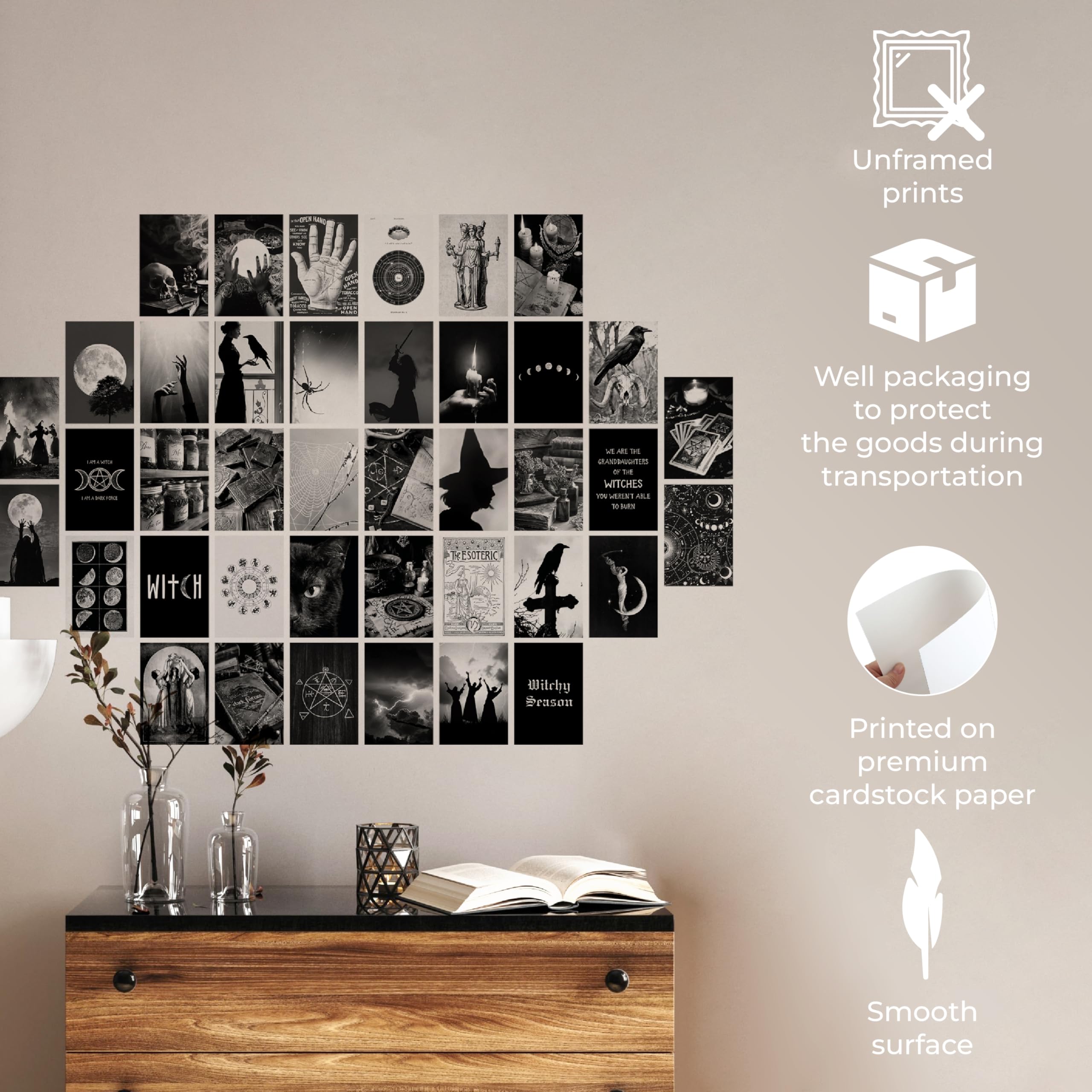 97 Decor Witchy Wall Decor - 40 Pcs Gothic Wall Decor For Bedroom, Dark Goth Wall Collage Kit, Creepy Witch Decor Aesthetic Post