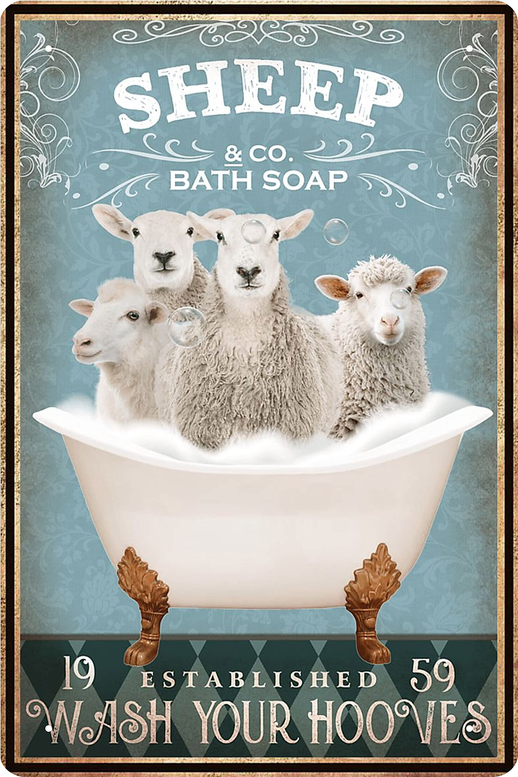 Funny Sheep Decor Bathroom And Bathtub Decor Goat Lovers Gift Farm Decor Tin Signs Wall Art Poster Retro Metal Poster Bar Home B