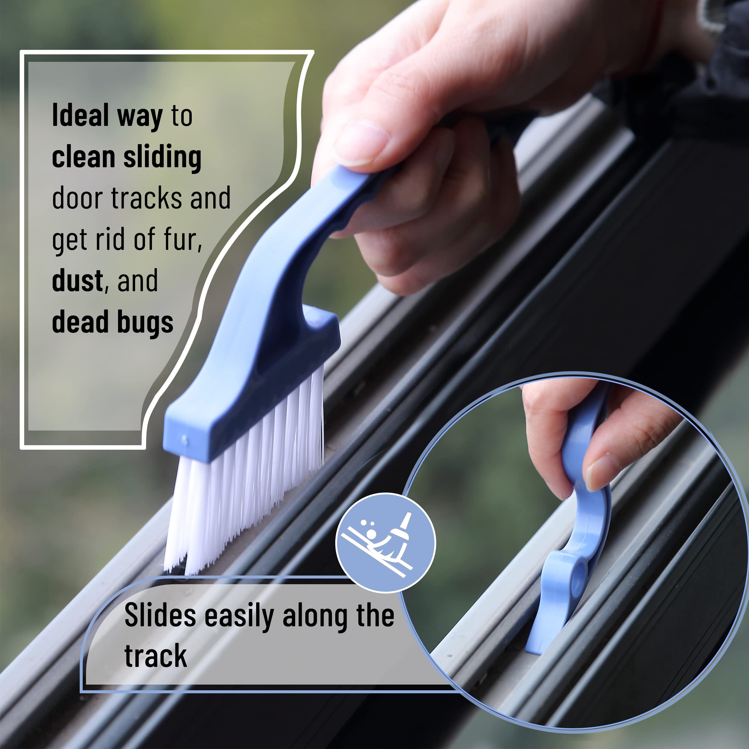 Slick- Window Track Cleaning Brush, 2 Pack, Window Cleaning Brush, Window Groove Cleaning Brush, Window Track Cleaner, Gap Clean