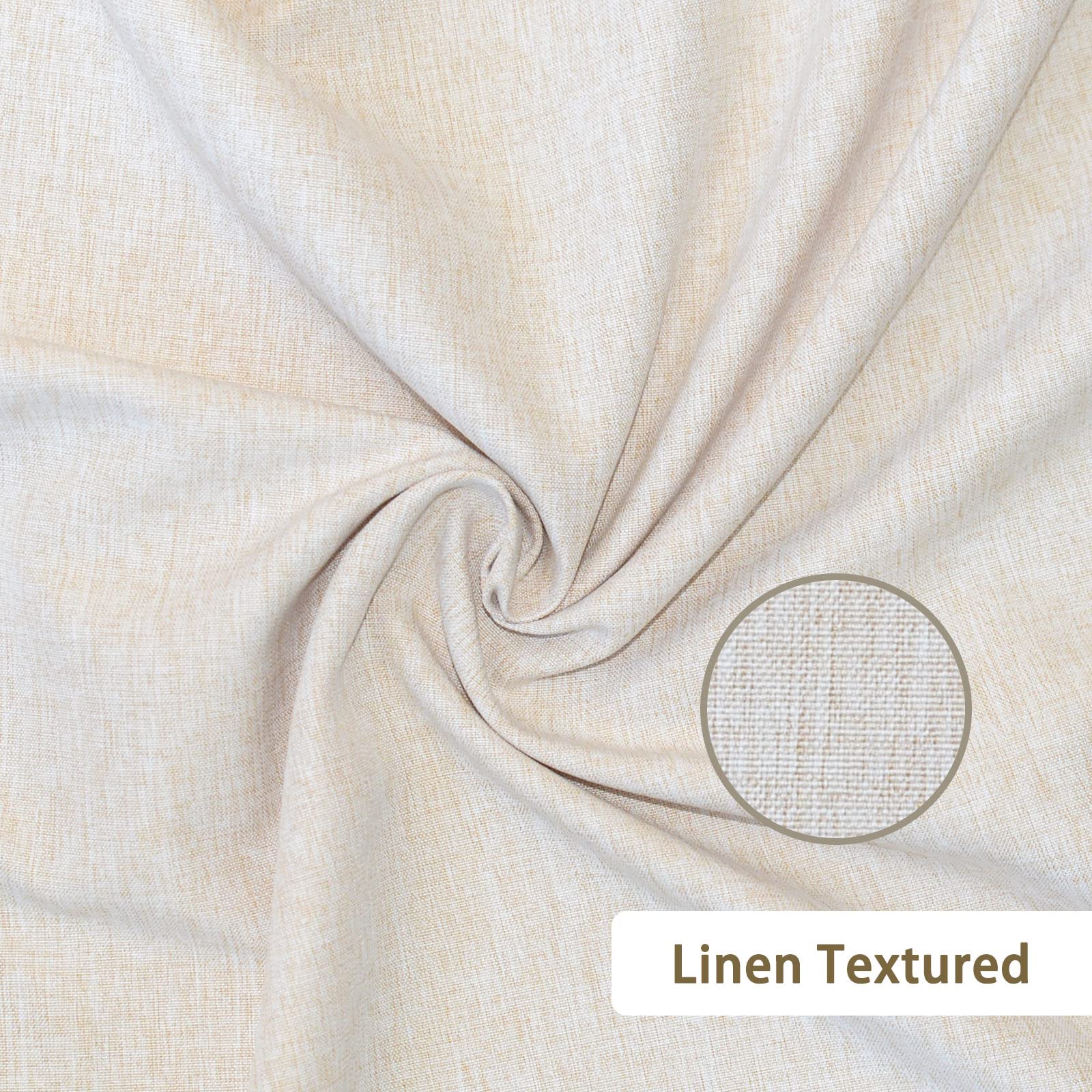 Yisure Beige Linen Shower Curtain 84 Inches Long, No Hook Needed Heavy Duty Fabric Shower Curtain For Bathroom, 72X84
