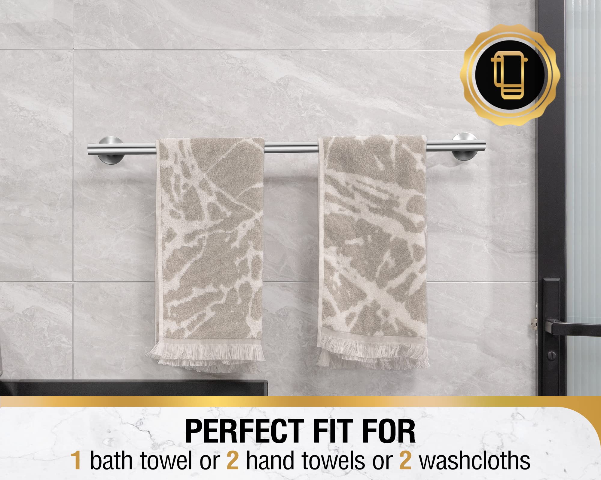 Hitslam Chrome 25.7 Inch Towel Bar For Bathroom, Sus304 Stainless Steel Bathroom Towel Rack Wall Mounted, Modern Home Decor Bath