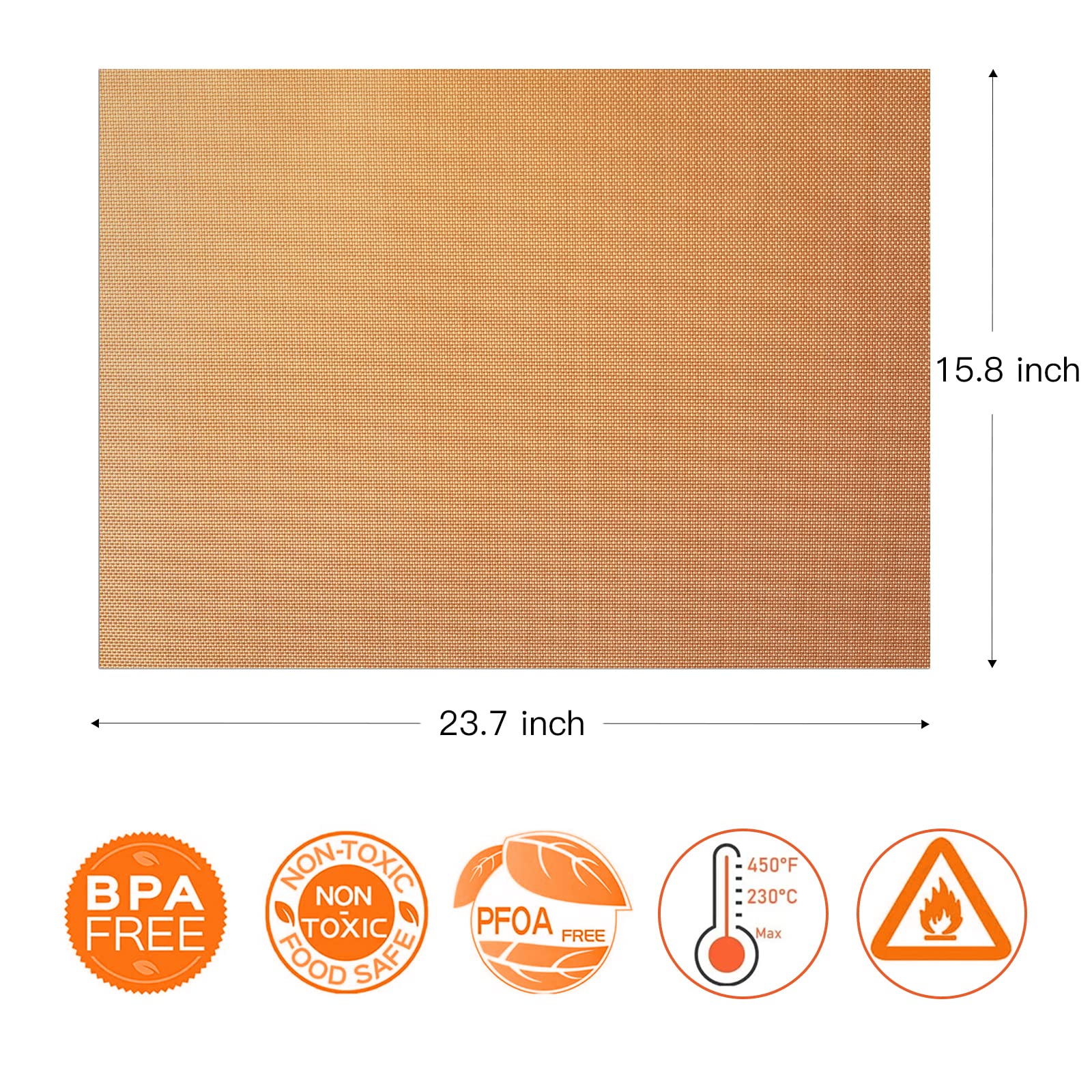 4 Pack Large Copper Oven Liners For Bottom Of Electric Gas Oven, Reusable - Heavy Duty Non-Stick Teflon Mats 15.8''X 23.7'', Eas