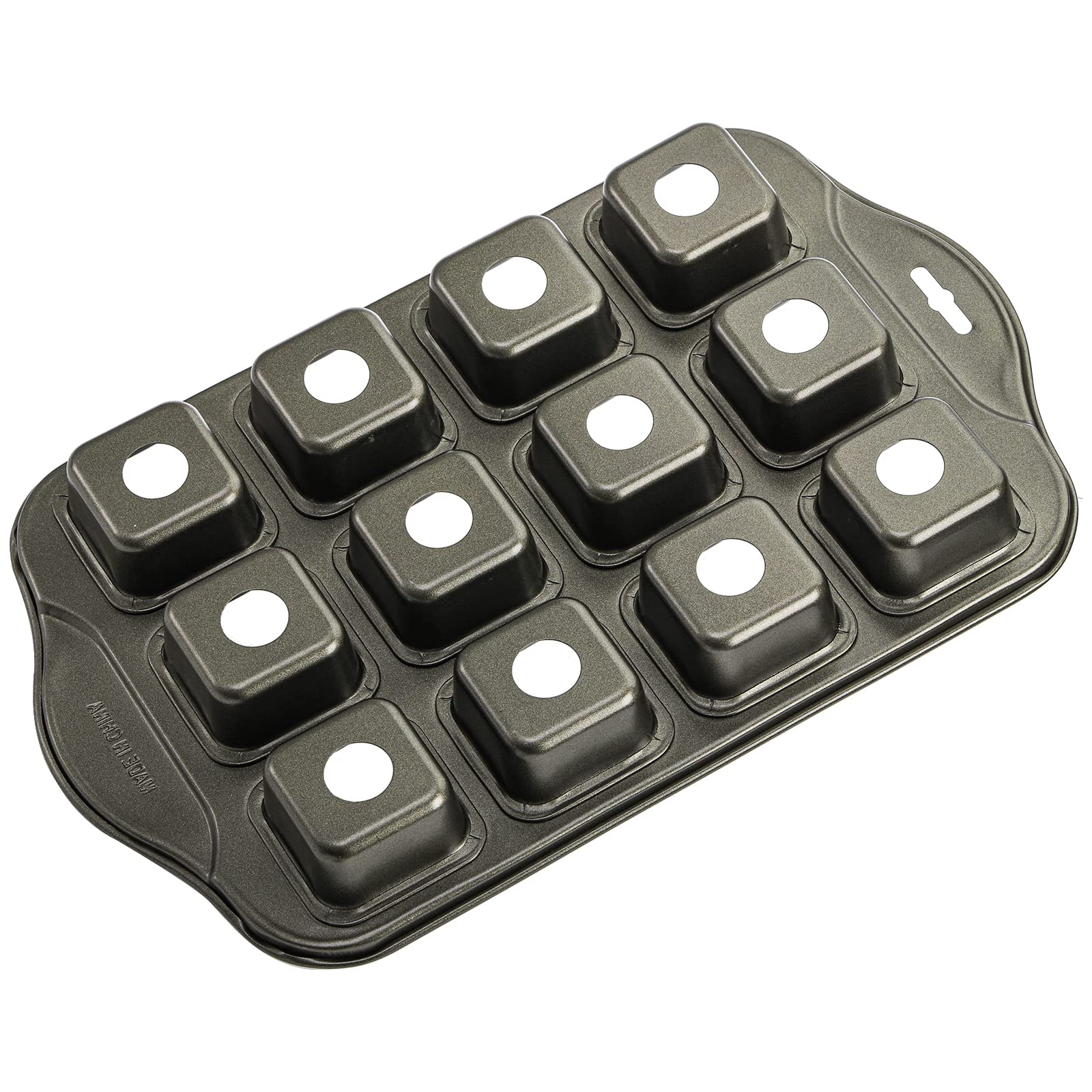 Tosnail 2 Pack 12 Cavity Mini Cheesecake Pan With Removable Bottom, All Edges Brownie Pan, Square Cupcake Muffin Pan, Small Brea