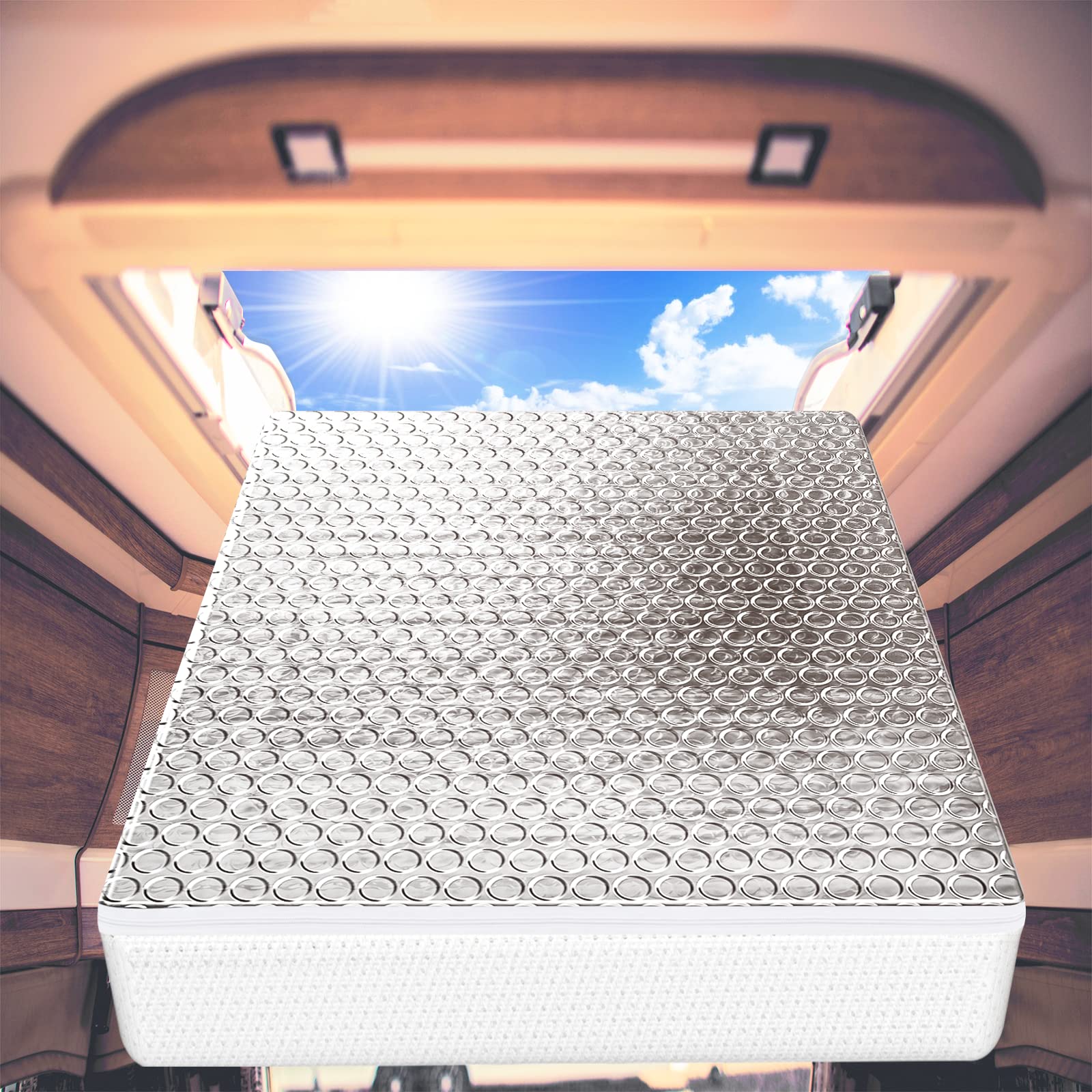 Sikadeer Rv Vent Insulator 14X14X3, 2 Piece Universal Rv Skylight Cover With Reflective Surface, Skylight Shade Energy Savings S