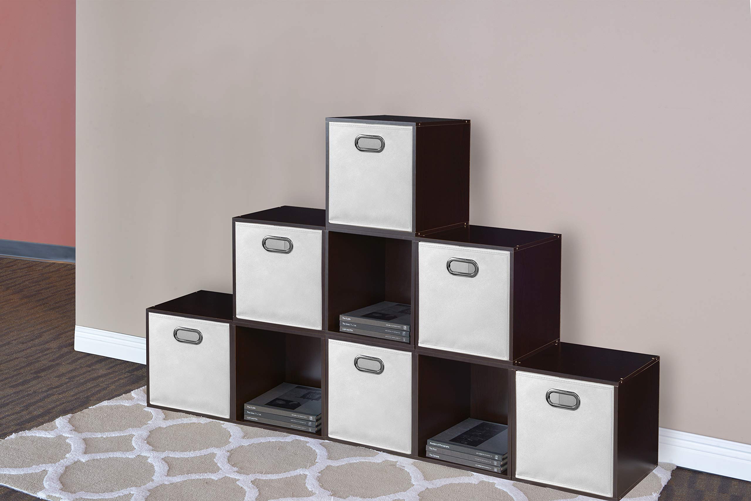 Niche Cubo Set Of 6 Foldable Fabric Storage Bin With Label Holder- White