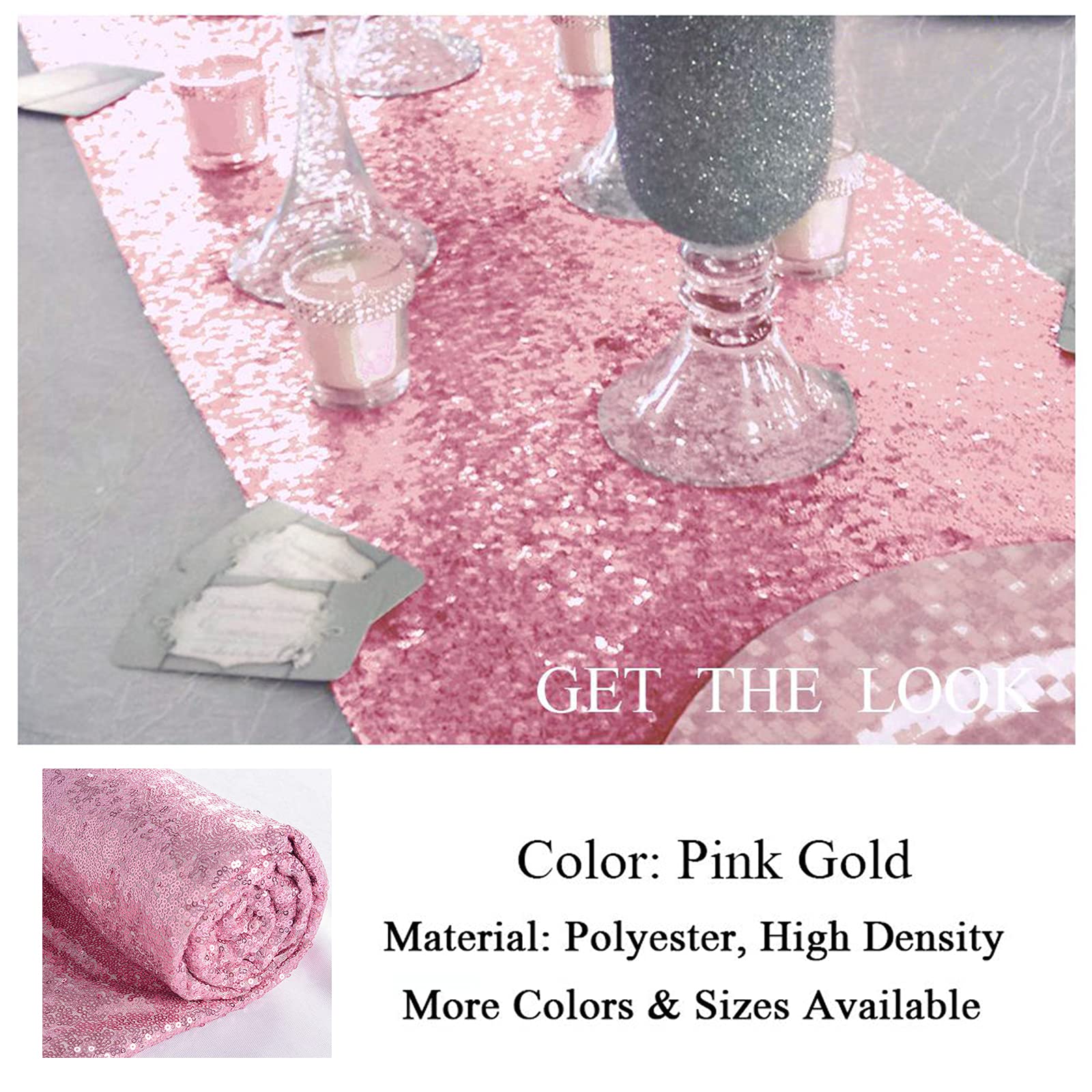 Shinybeauty 12X72-Inch Rectangle-Sequin Table Runner-Fushia Pink For Wedding/Party/Decor (12X72-Inch) Rose Pink Table Runner Met