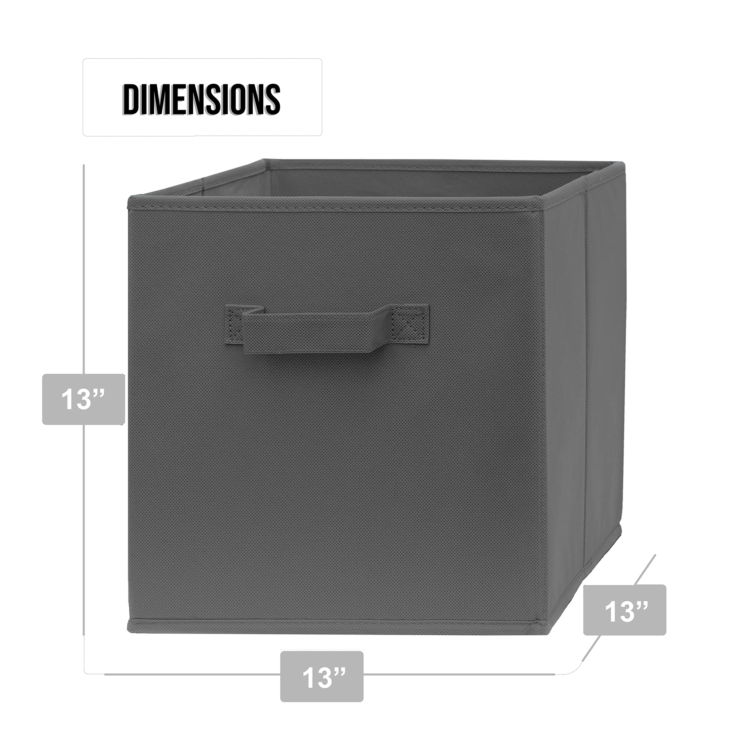 Pomatree 13X13X13 Inch Storage Cubes - 6 Pack - Large Storage Bins | Dual Handles | Foldable Cube Baskets For Home, Kids Room, C