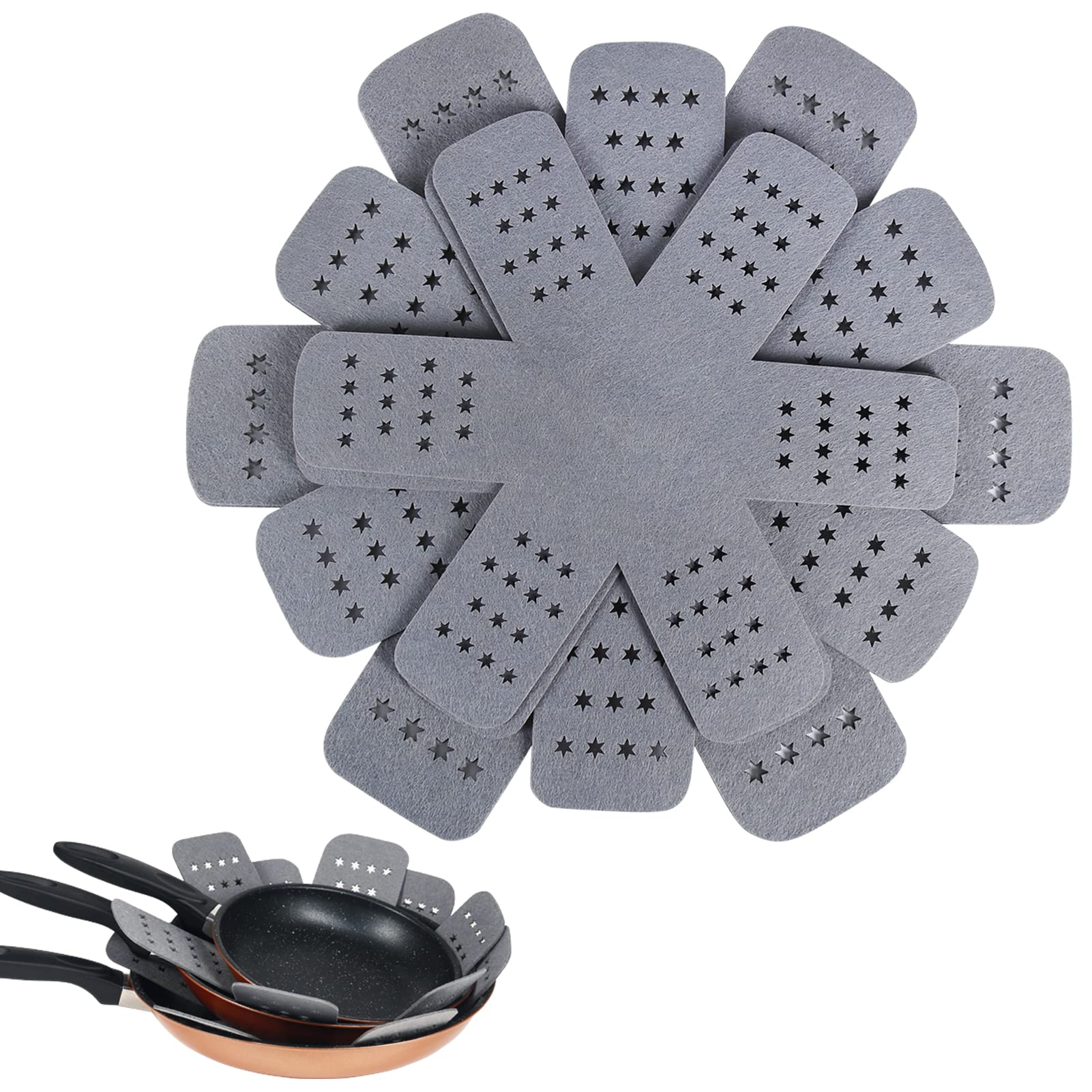 Bykitchen Pan And Pot Protectors, Larger & Thicker Pan Protectors With Stars, Set Of 6 And 3 Different Sizes, Pot Protectors For