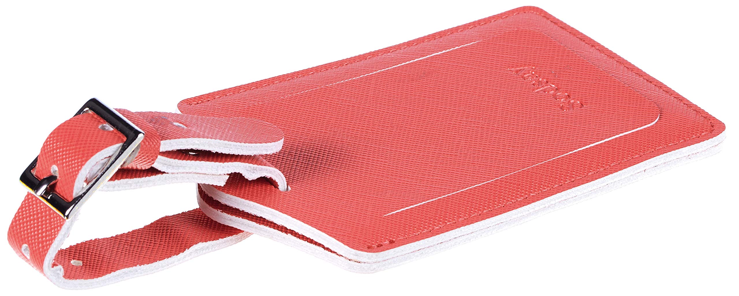 Sodsay Leather Luggage Tag Baggage Bag Travel Tags 4 Pcs Set (Ch Light Red)
