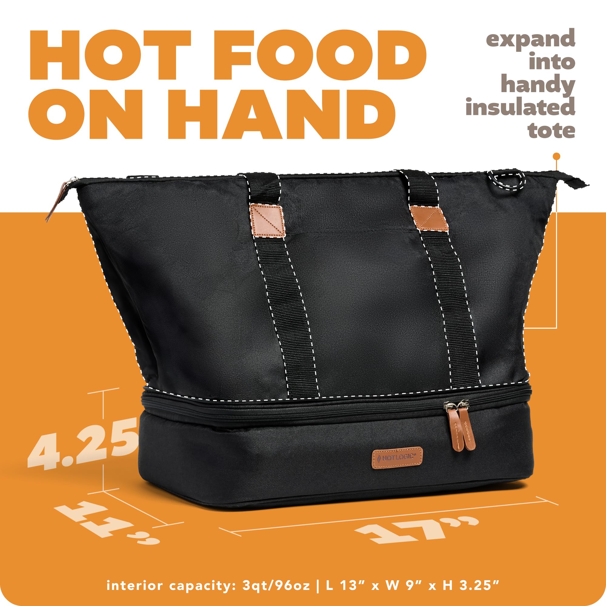 Hotlogic Max Xp Large Portable Electric Lunch Box Food Heater - Expandable Food Warmer Tote And Heated Lunchbox For Adults Work/