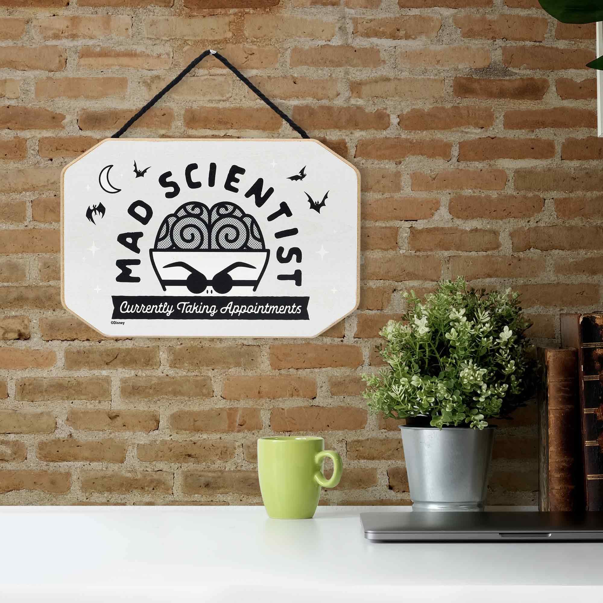 Disney The Nightmare Before Christmas Mad Scientist Hanging Wood Wall Decor - Fun Dr. Finkelstein Sign for Home Decorating