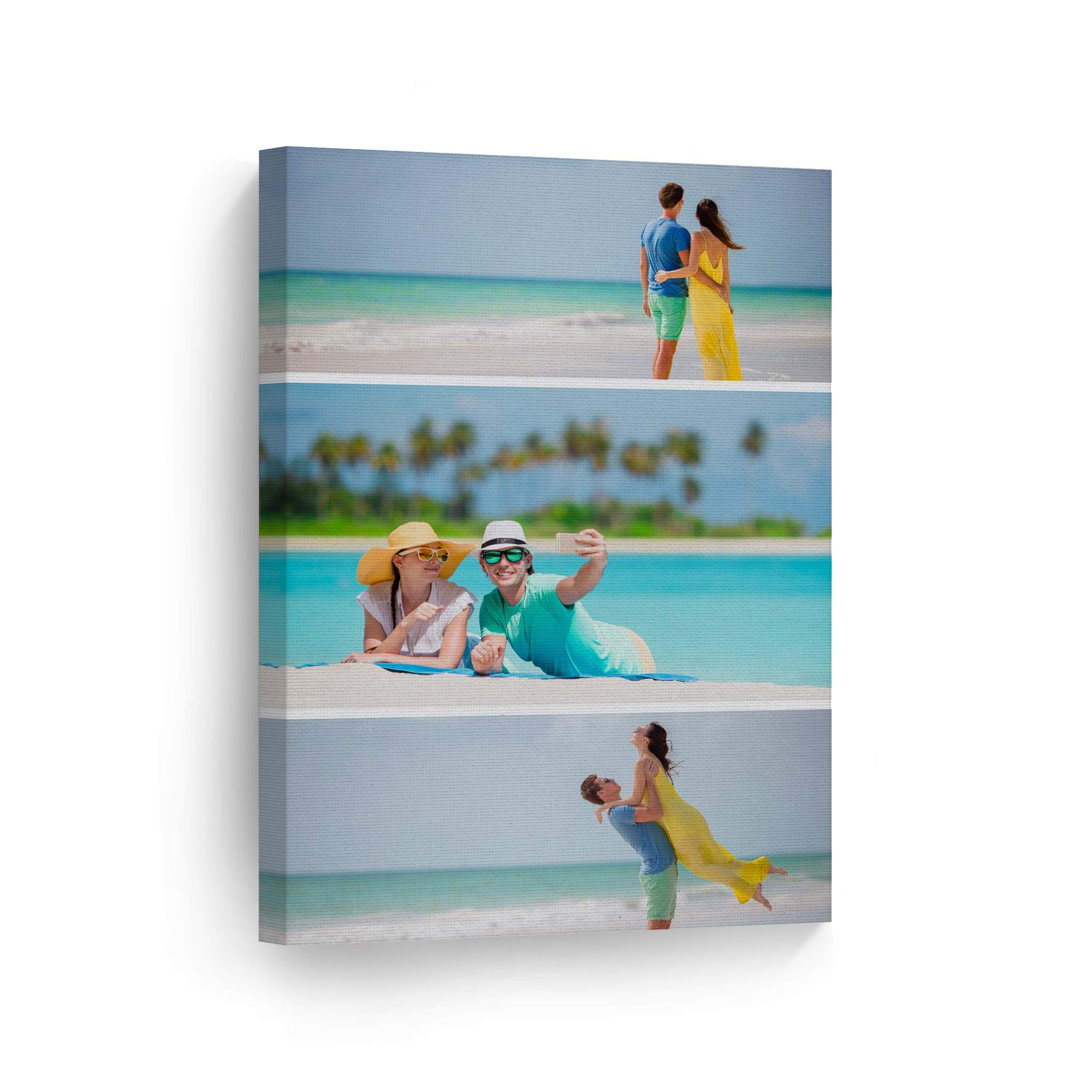 Smile Art Design Personalized Photo Upload 3 Images Collage Picture Frame Custom Photo Print Canvas Print With Your Photos Perso