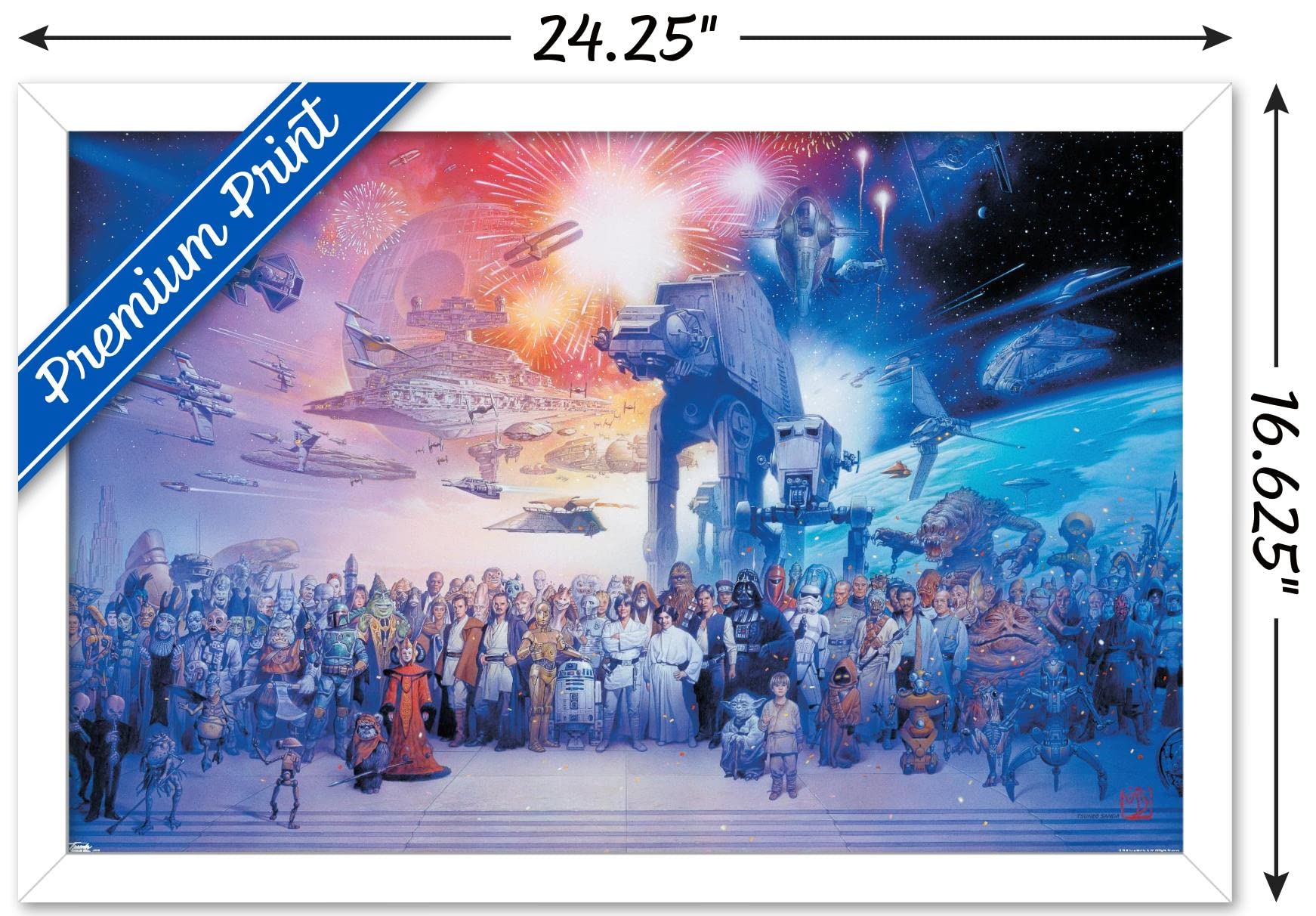 Trends International Star Wars: Saga - Galaxy Wall Poster, 22.4L X 14.7W, White Framed Version