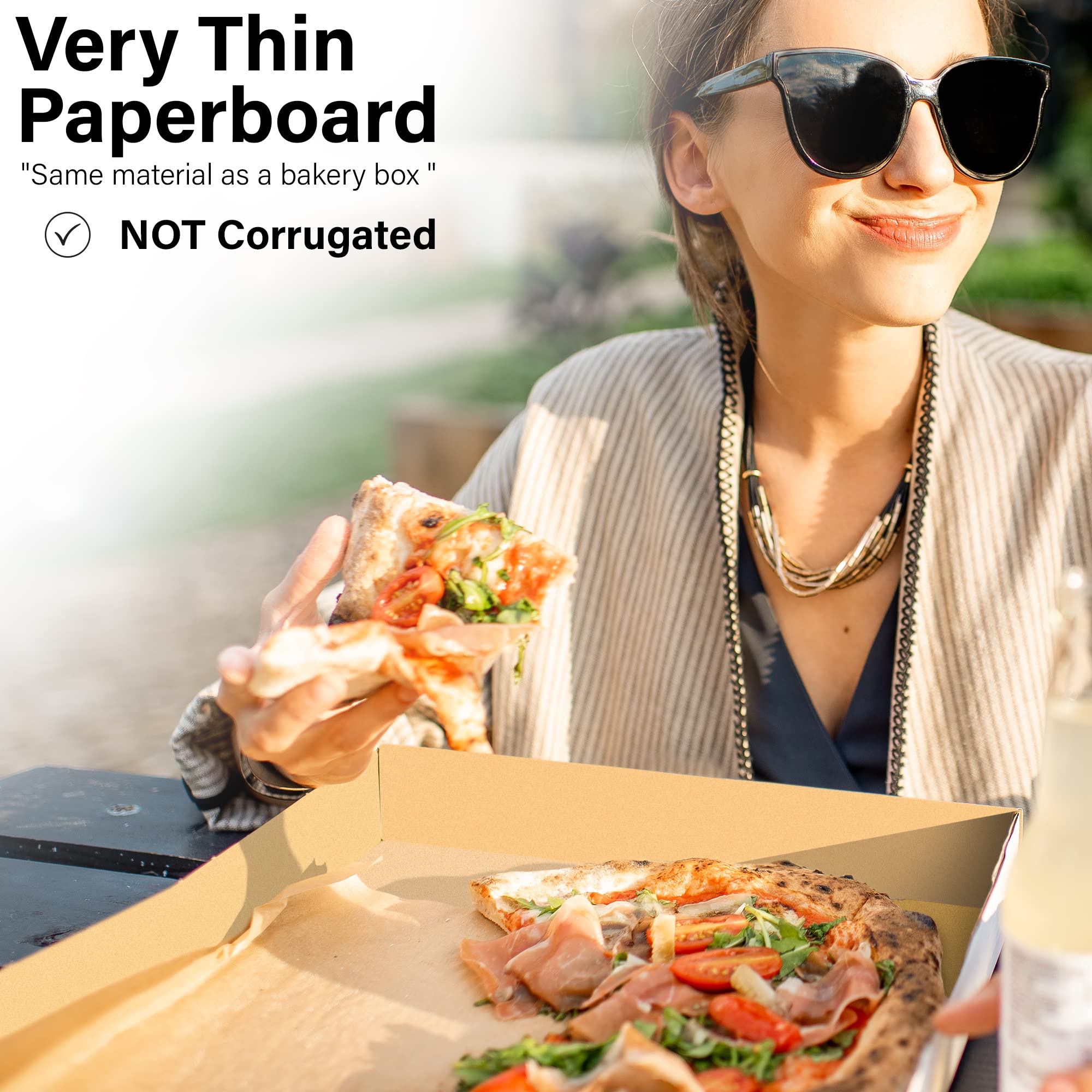 MT Products 10'' Length x 10'' Width x 2'' Depth Lock Corner Clay Coated Thin Pizza Box (10 Pieces) - Made in The USA