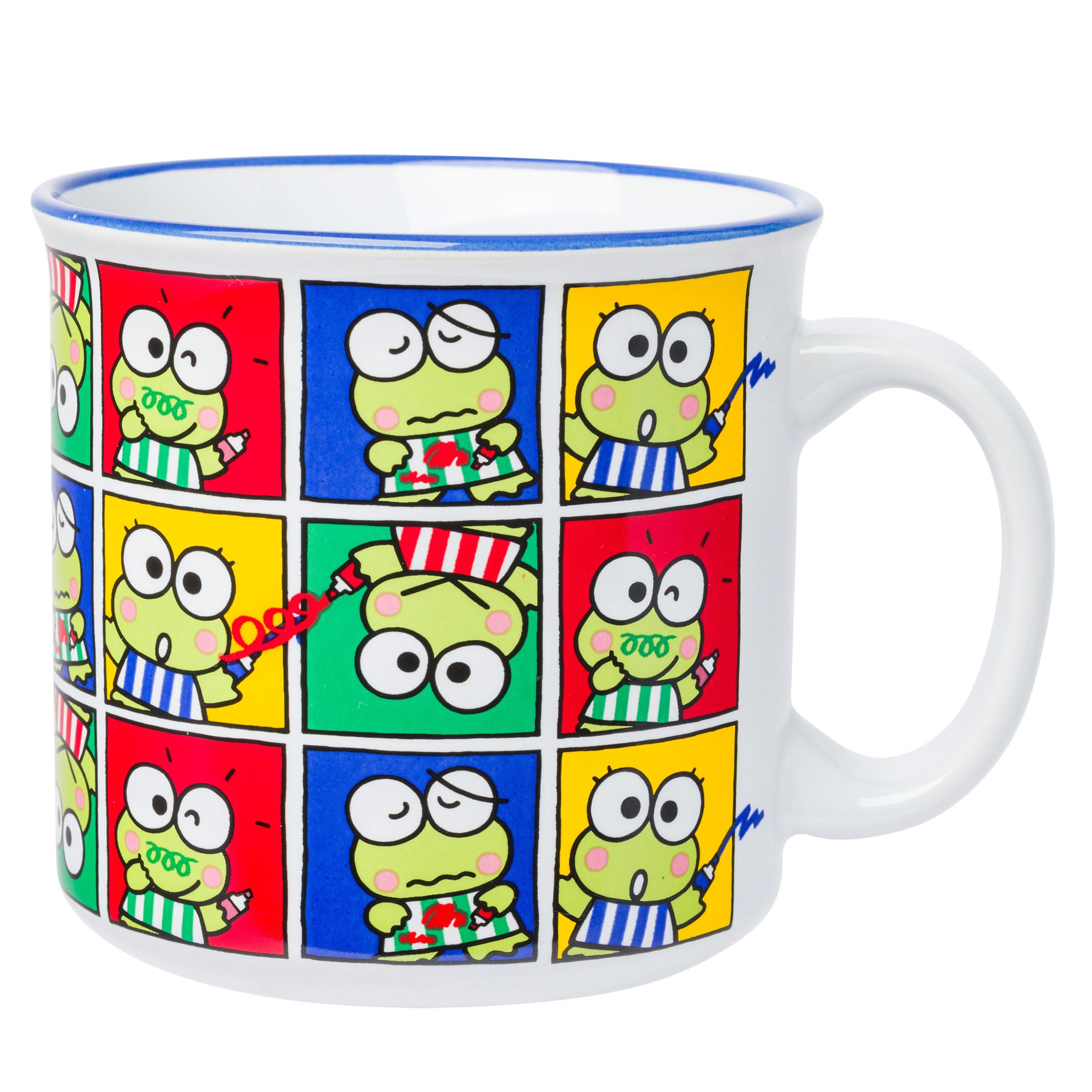 Silver Buffalo Sanrio Hello Kitty and Friends Keroppi Poses Grid Ceramic Camper Mug, 20 Ounces