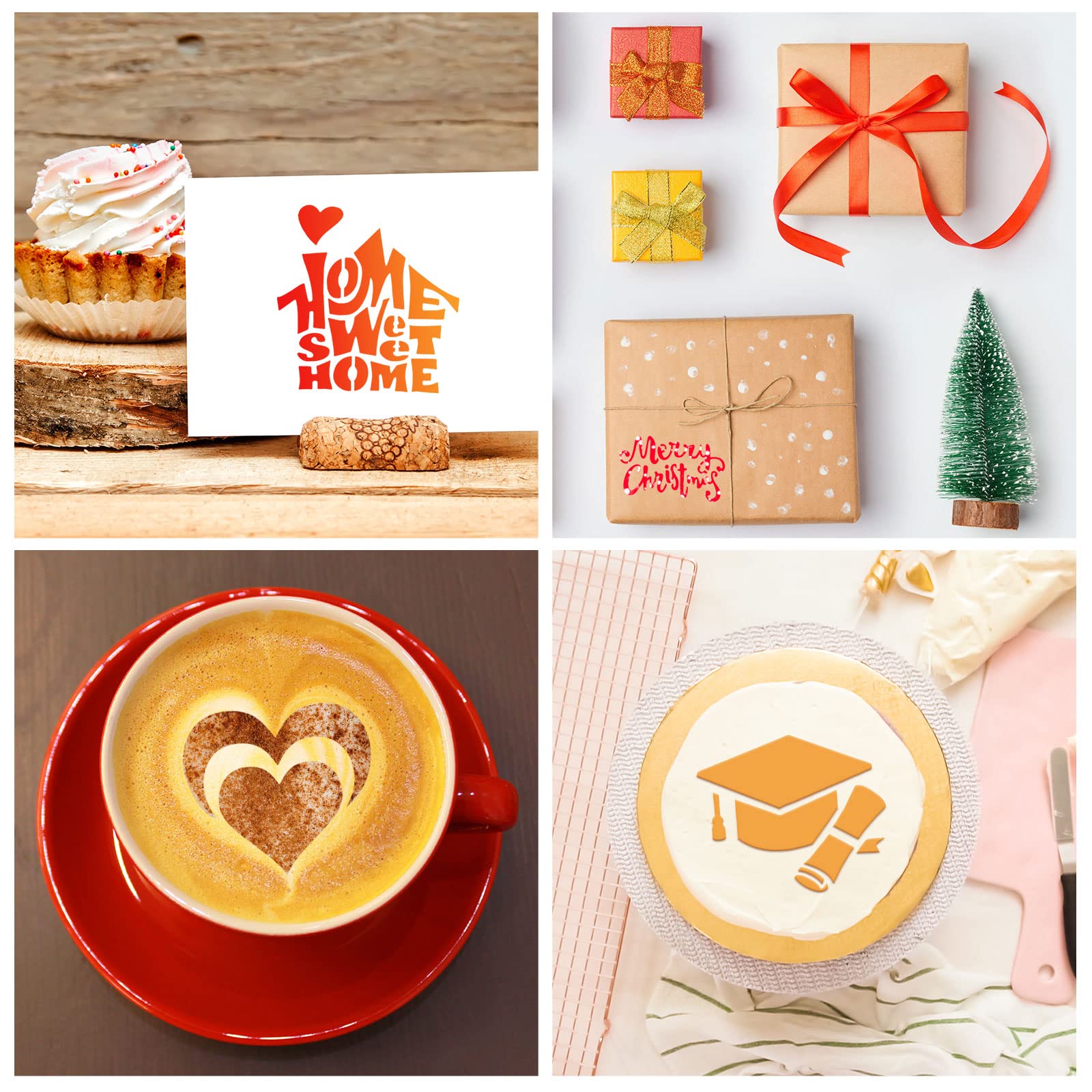 36 Pcs Seasonal Cookie Stencils Set Cake Stencils Reusable Baking Stencils Diy Coffee Drawing Templates Stencils Cupcake Dessert