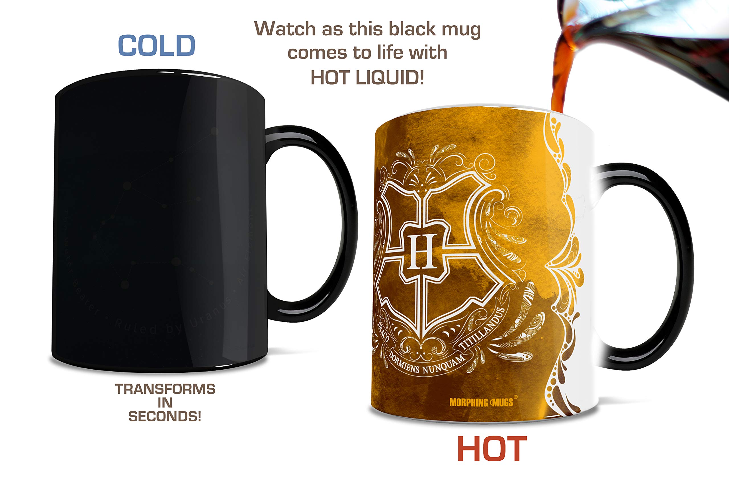 Morphing Mugs Harry Potter - Hufflepuff - Aguamenti - One 11 oz Color Changing Heat Sensitive Ceramic Mug - Image Revealed When